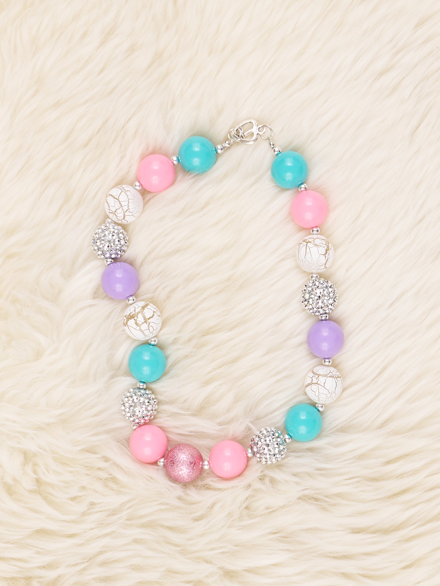 Purple & Teal Bubblegum Necklace - Marie Nicole Clothing