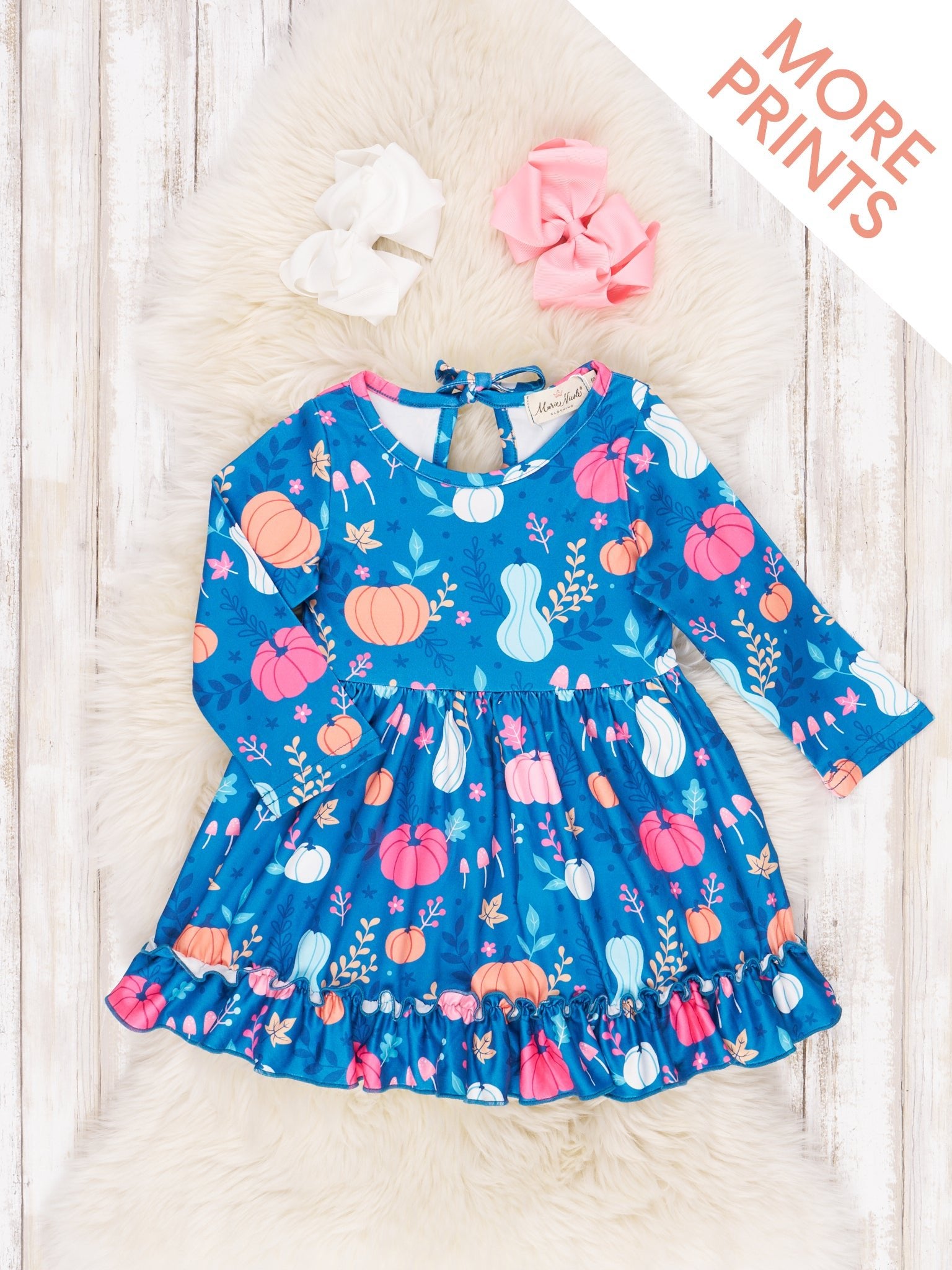 Tie - Back Pumpkin Ruffle Dress - Marie Nicole Clothing