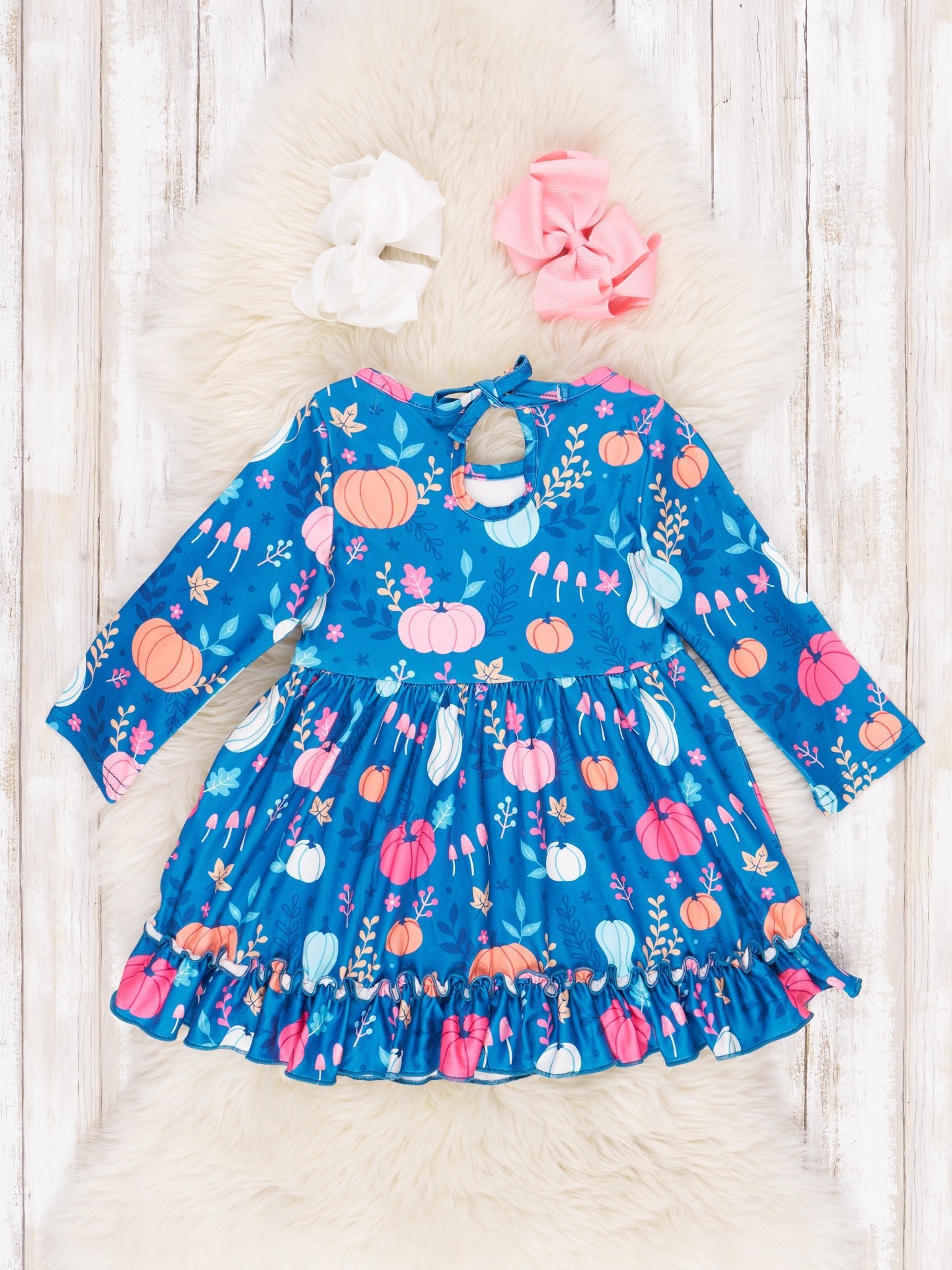 Tie - Back Pumpkin Ruffle Dress - Marie Nicole Clothing