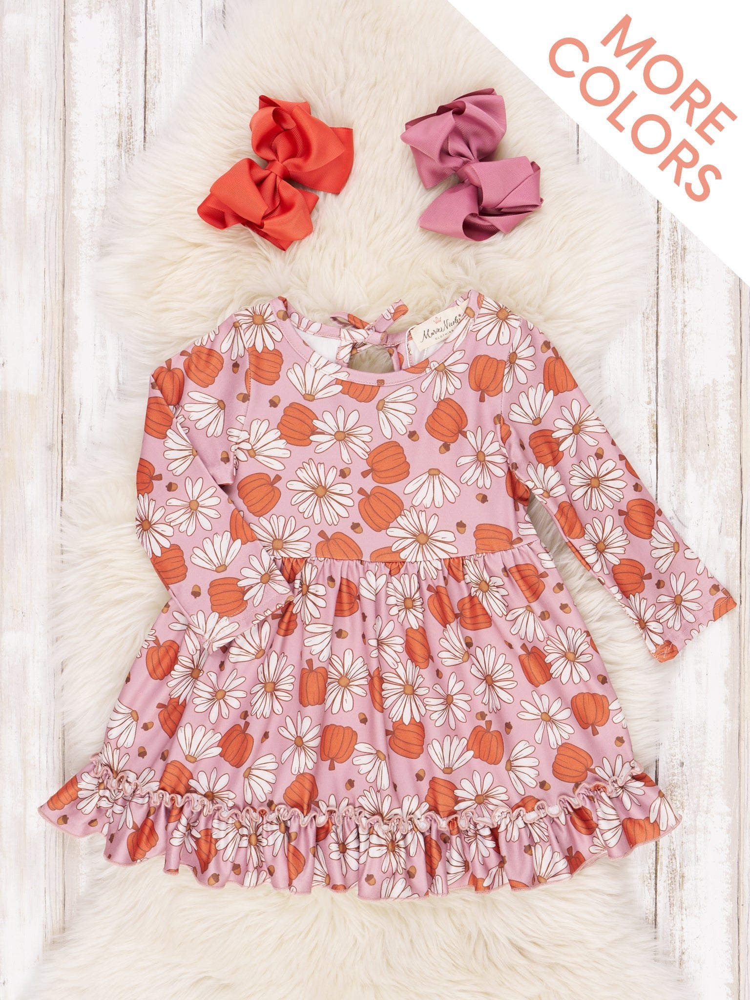 Tie - Back Pumpkin Ruffle Dress - Marie Nicole Clothing