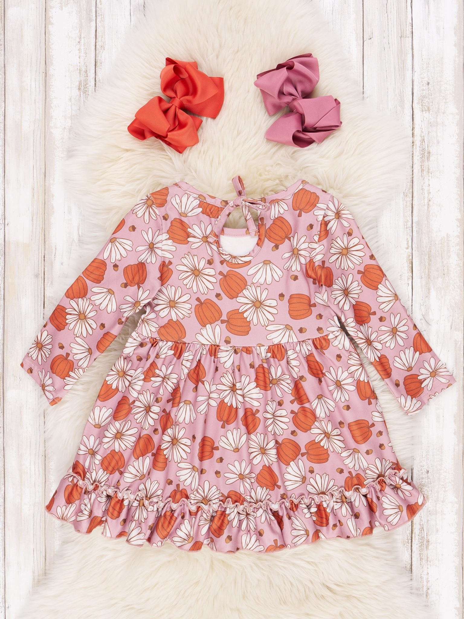 Tie - Back Pumpkin Ruffle Dress - Marie Nicole Clothing