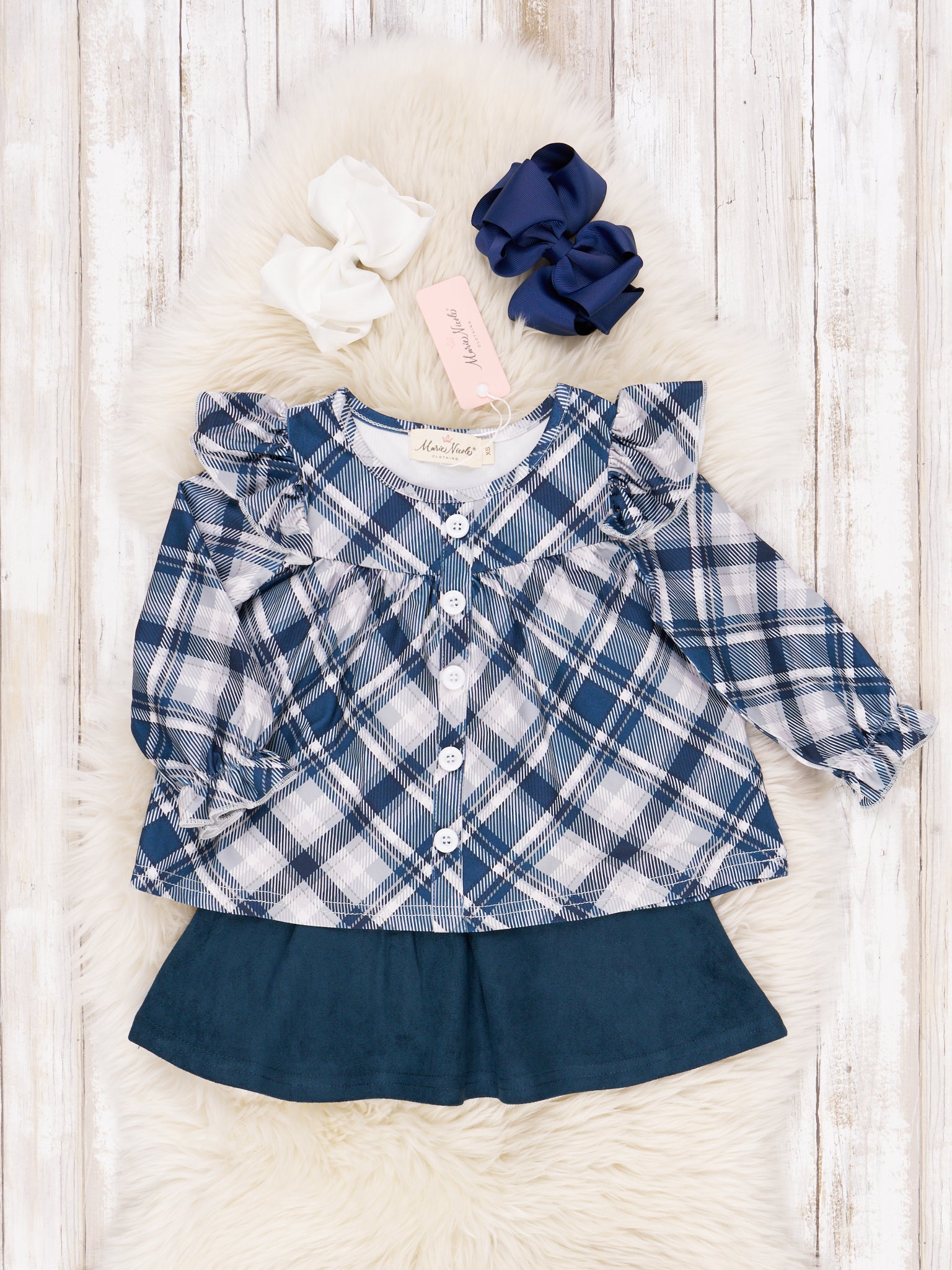Button Blouse & Skirt Set - Marie Nicole Clothing