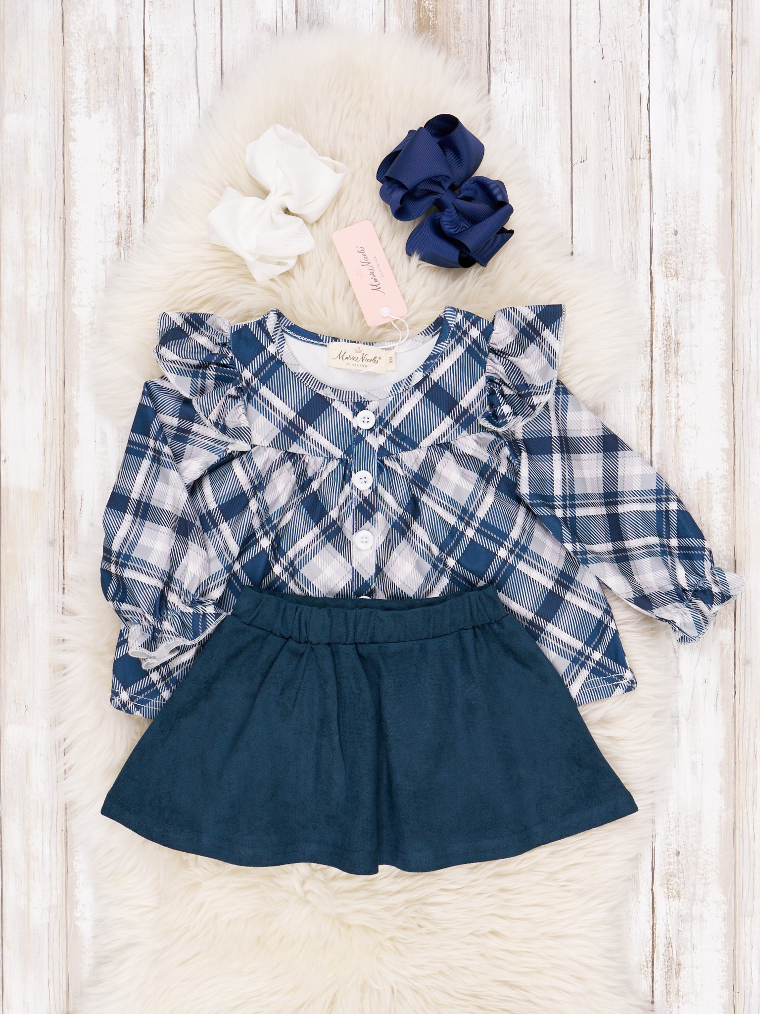 Button Blouse & Skirt Set - Marie Nicole Clothing
