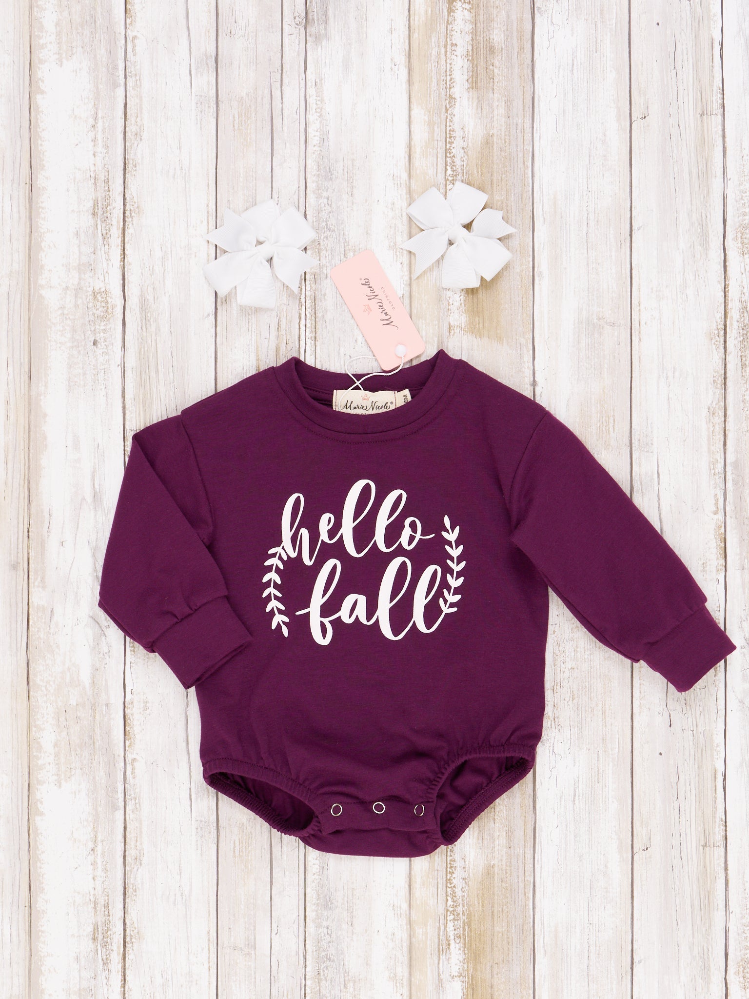 Mom & Me "Hello Fall" Plum Crewneck - Marie Nicole Clothing