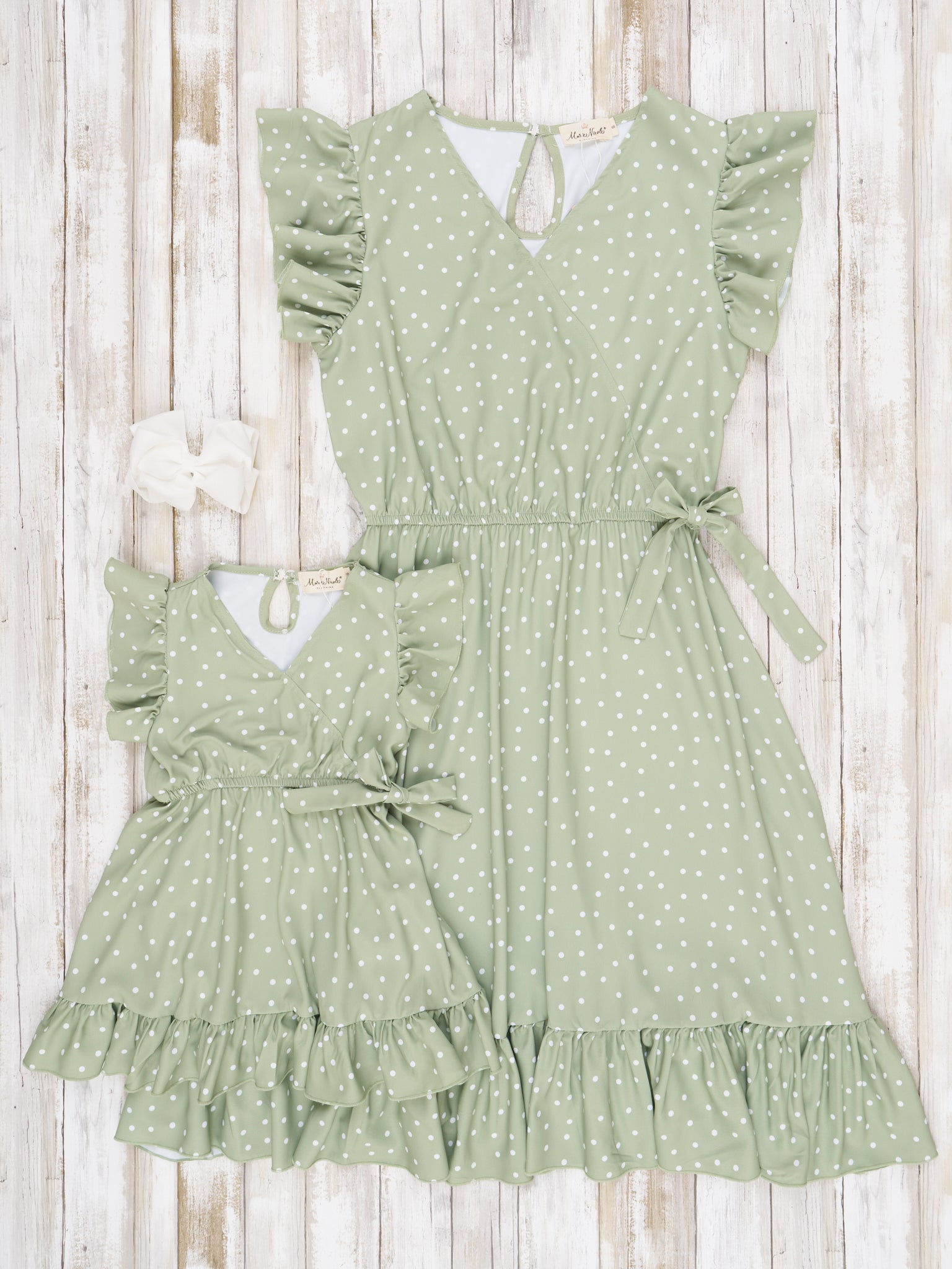 Mom & Me Green Polka Dot Dress - Marie Nicole Clothing