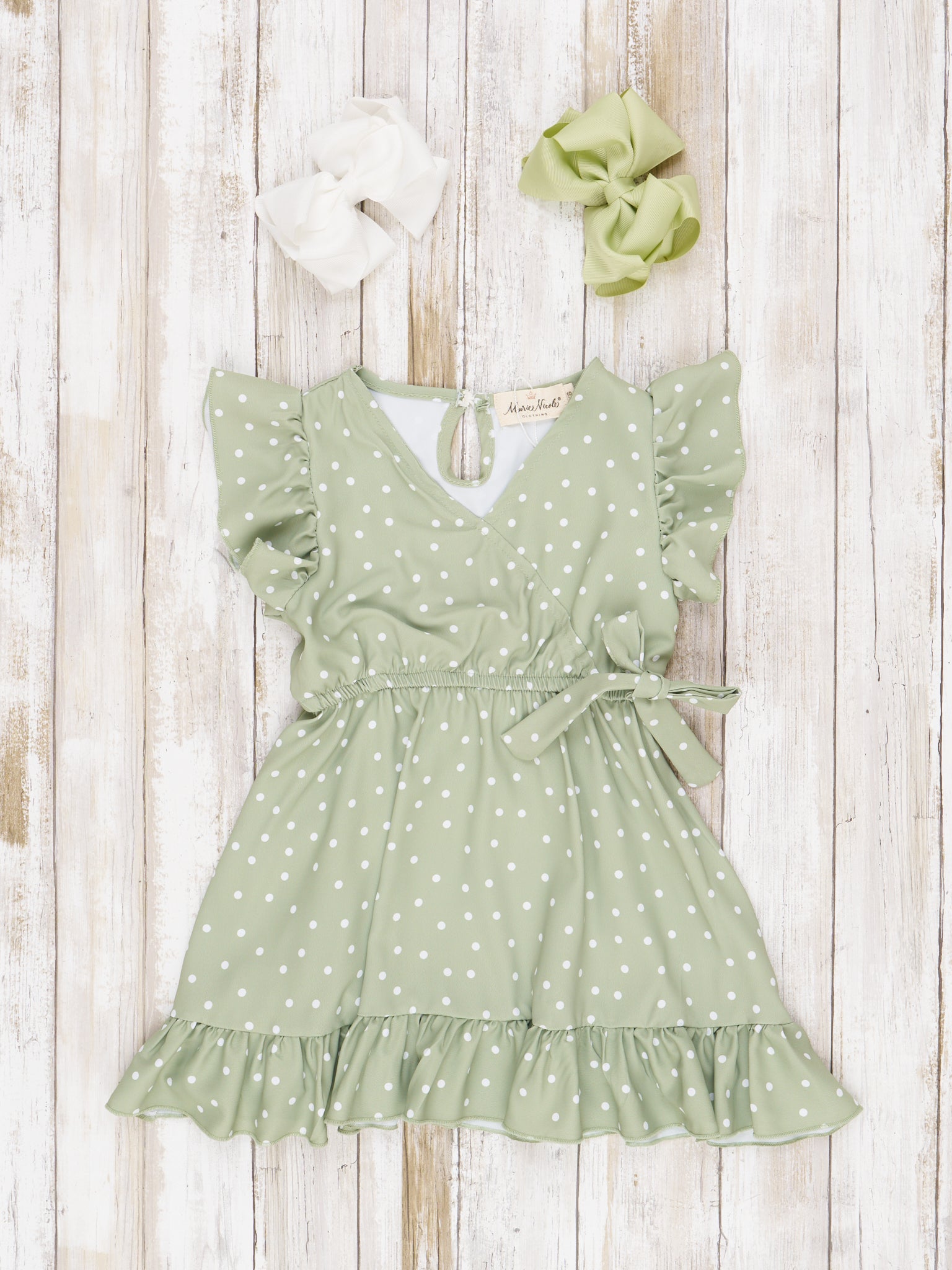 Mom & Me Green Polka Dot Dress - Marie Nicole Clothing