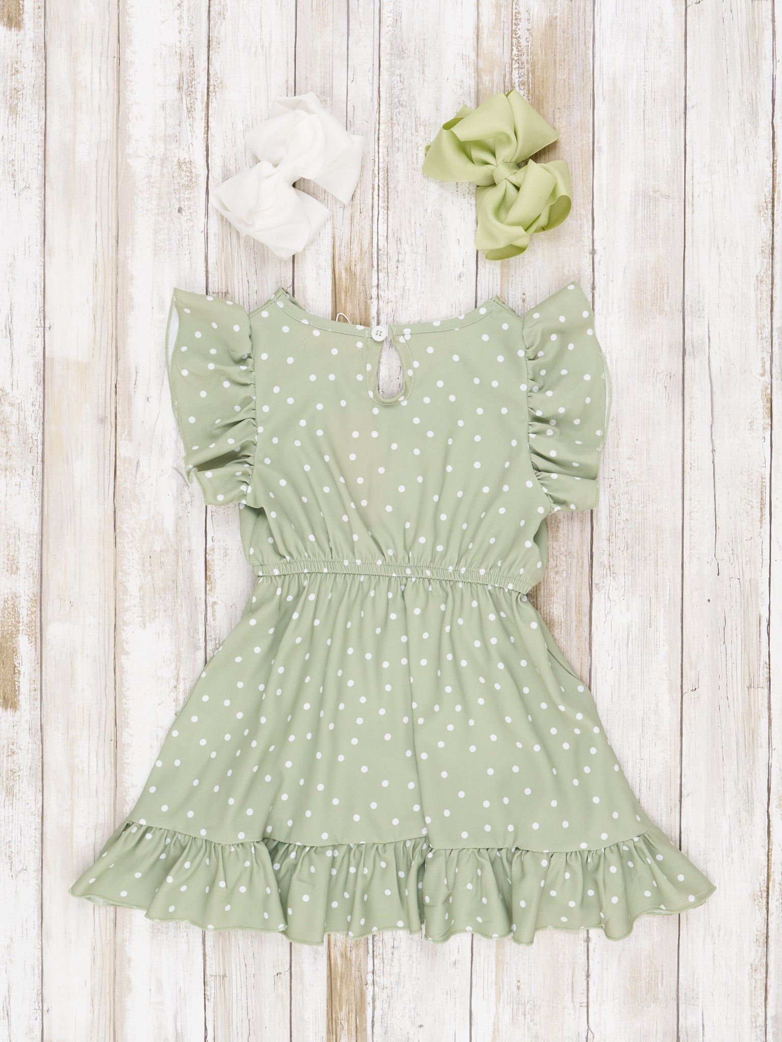 Mom & Me Green Polka Dot Dress - Marie Nicole Clothing