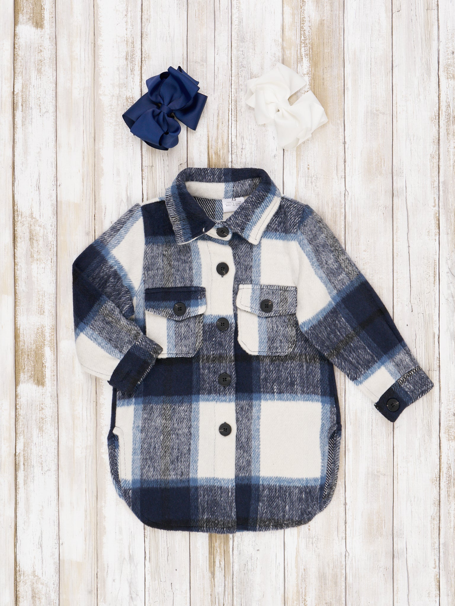 Mom & Me Navy & White Long Plaid Flannel - Marie Nicole Clothing