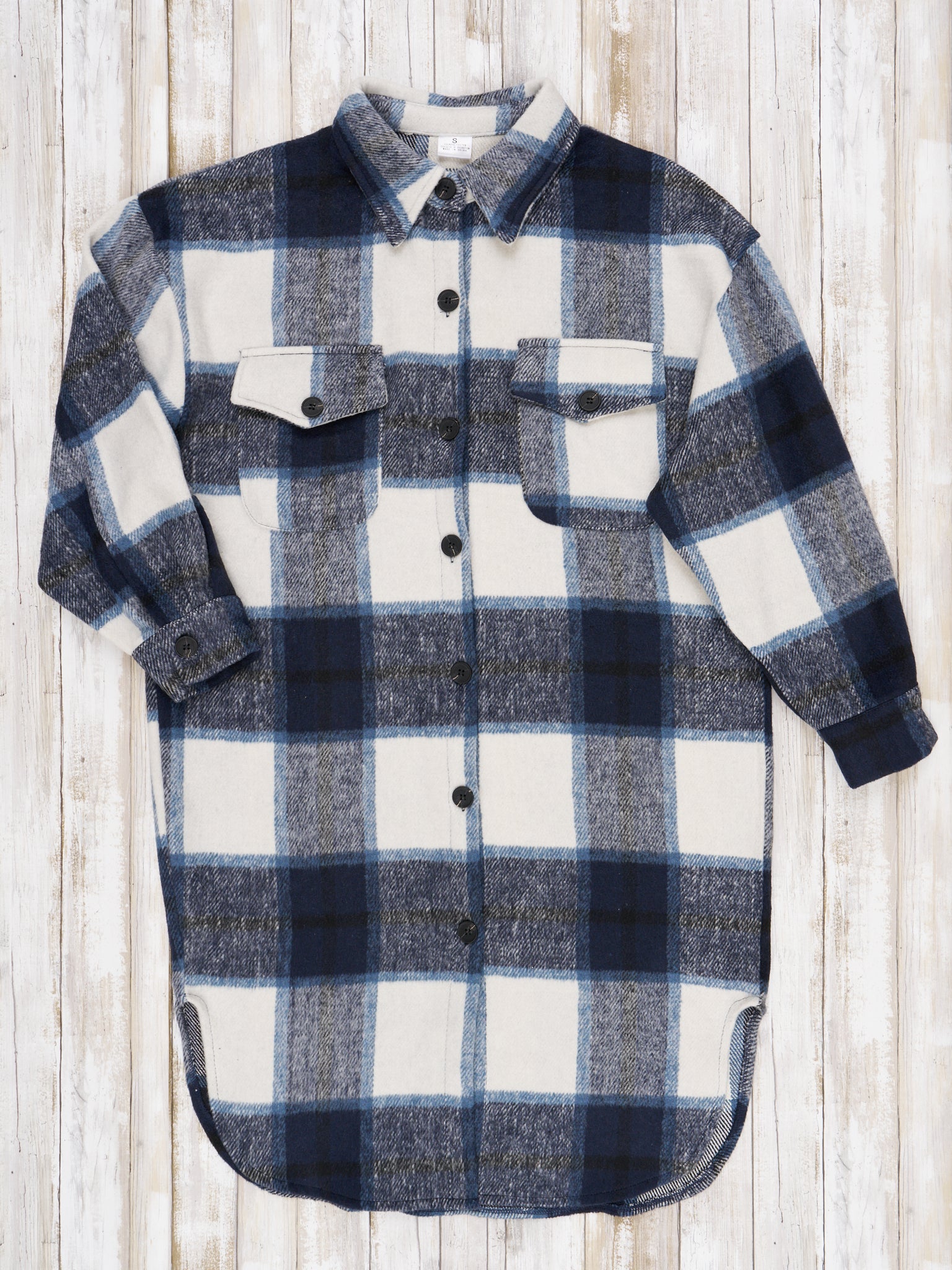 Mom & Me Navy & White Long Plaid Flannel - Marie Nicole Clothing