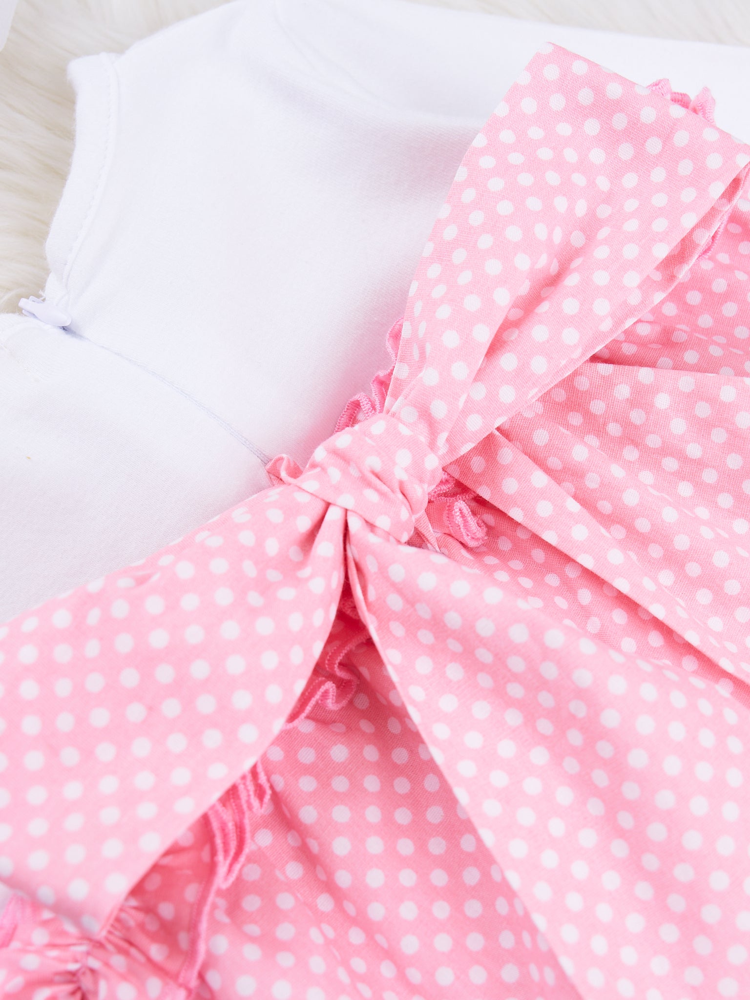Pink & White Polka Dot Bow Back Dress - Marie Nicole Clothing