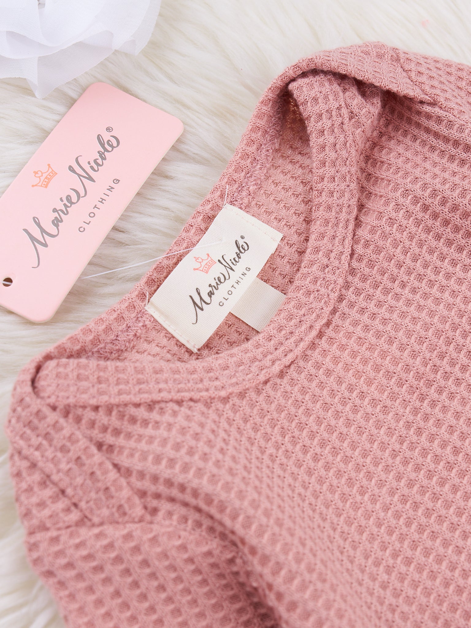 Unisex Waffle Knit Knot Gown - Mauve - Marie Nicole Clothing