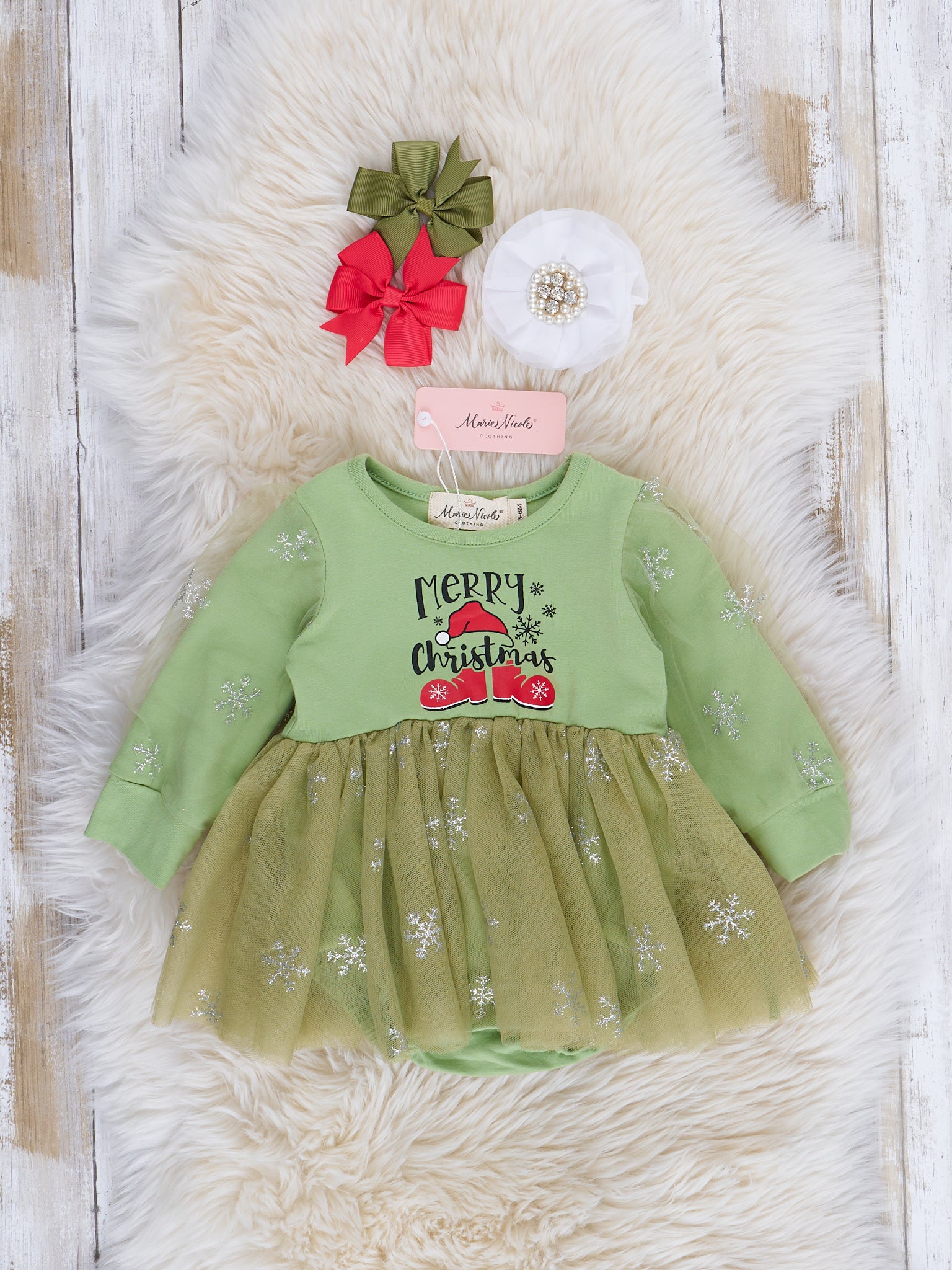 Magical Snowflakes Tulle Bubble Romper - Marie Nicole Clothing