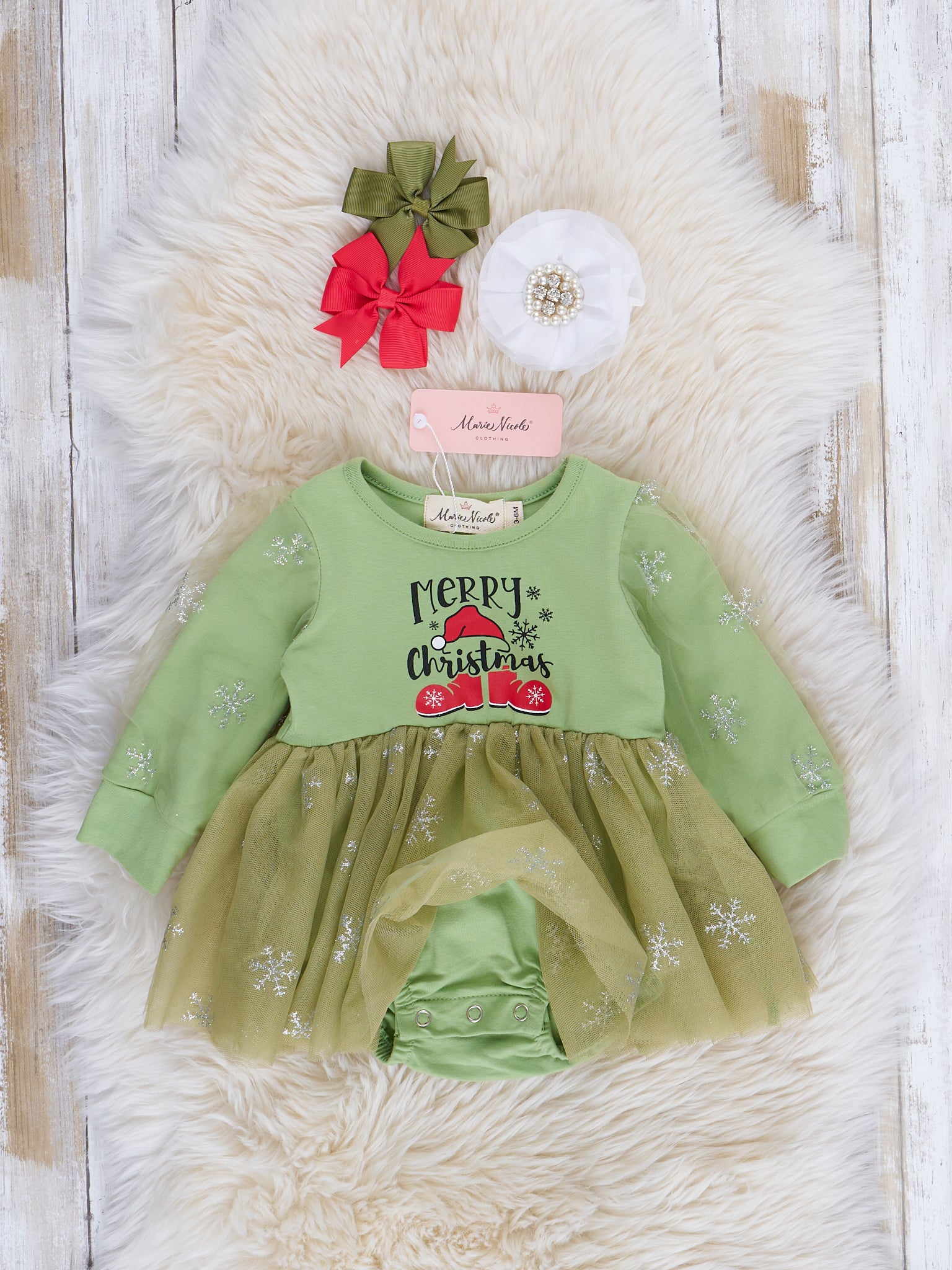 Magical Snowflakes Tulle Bubble Romper - Marie Nicole Clothing