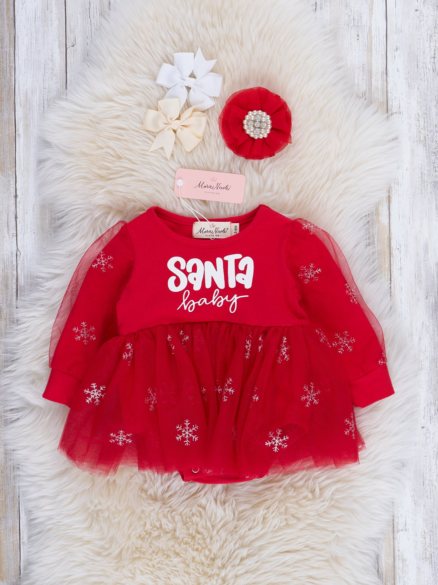 Magical Snowflakes Tulle Bubble Romper - Marie Nicole Clothing