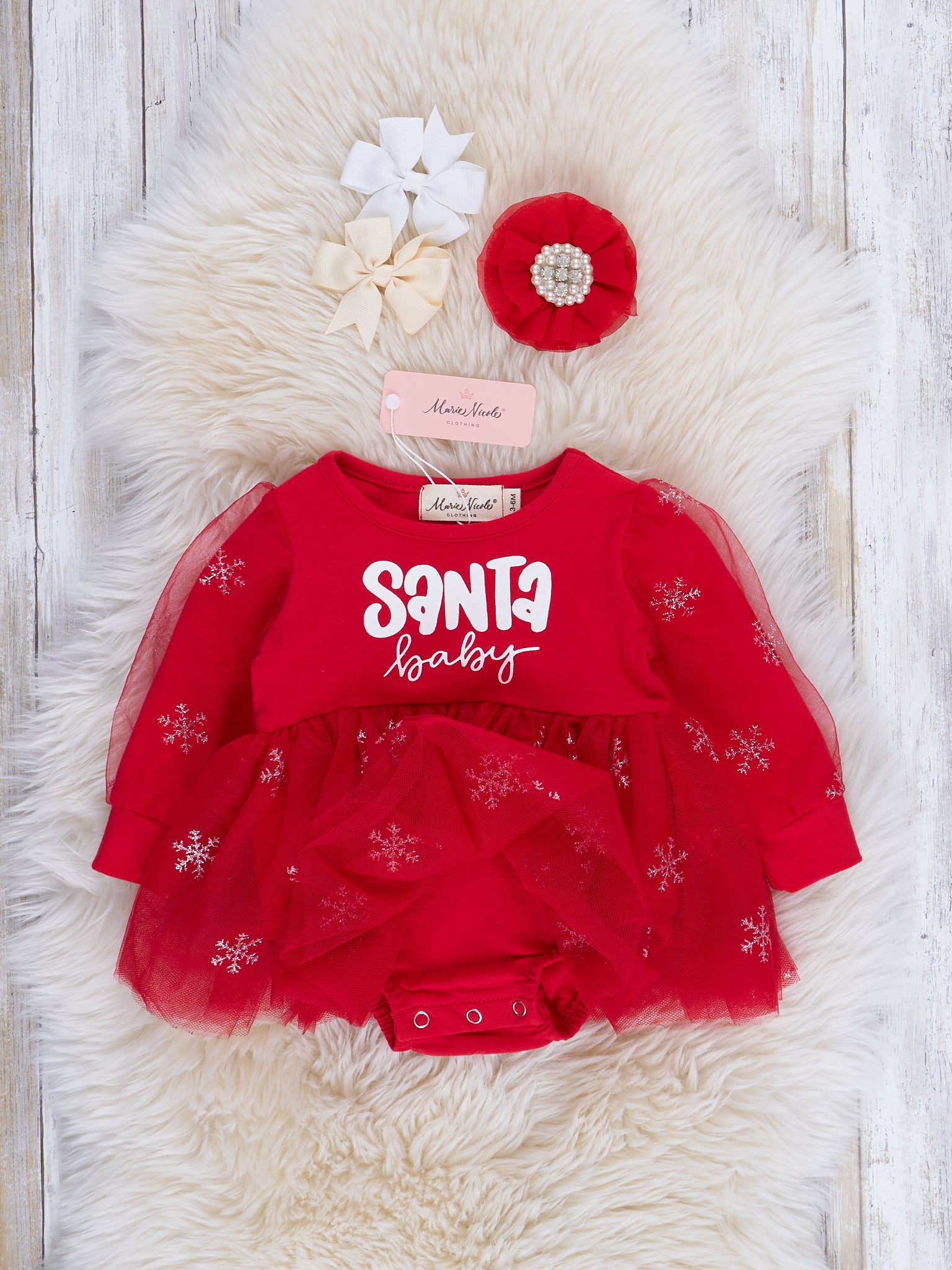 Magical Snowflakes Tulle Bubble Romper - Marie Nicole Clothing