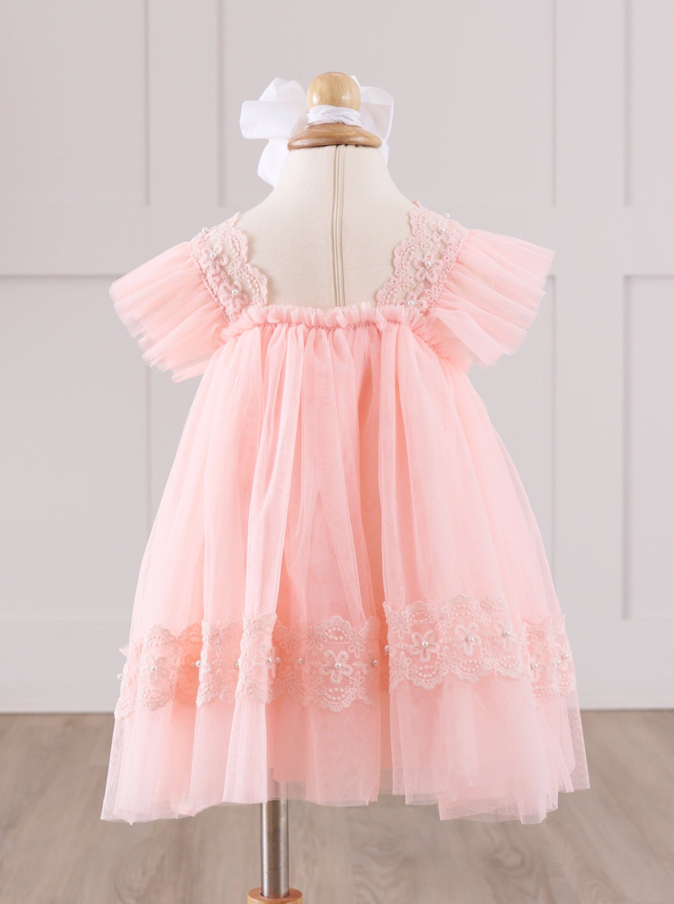 Misty Rose Pearl Tulle Dress - Marie Nicole Clothing