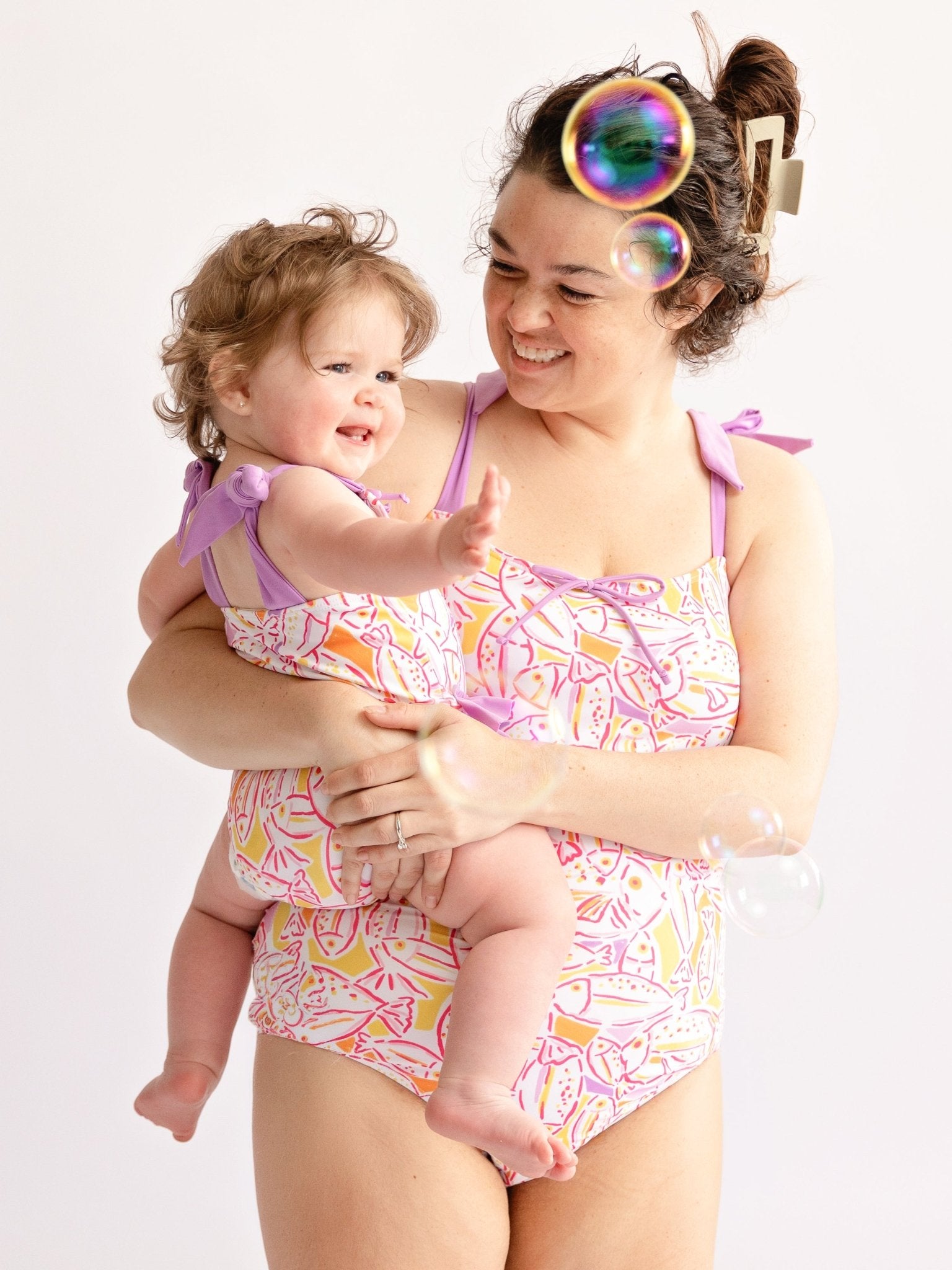 Mom & Me Splish Splash Fish Ruffle Swimsuit - Marie Nicole Clothing