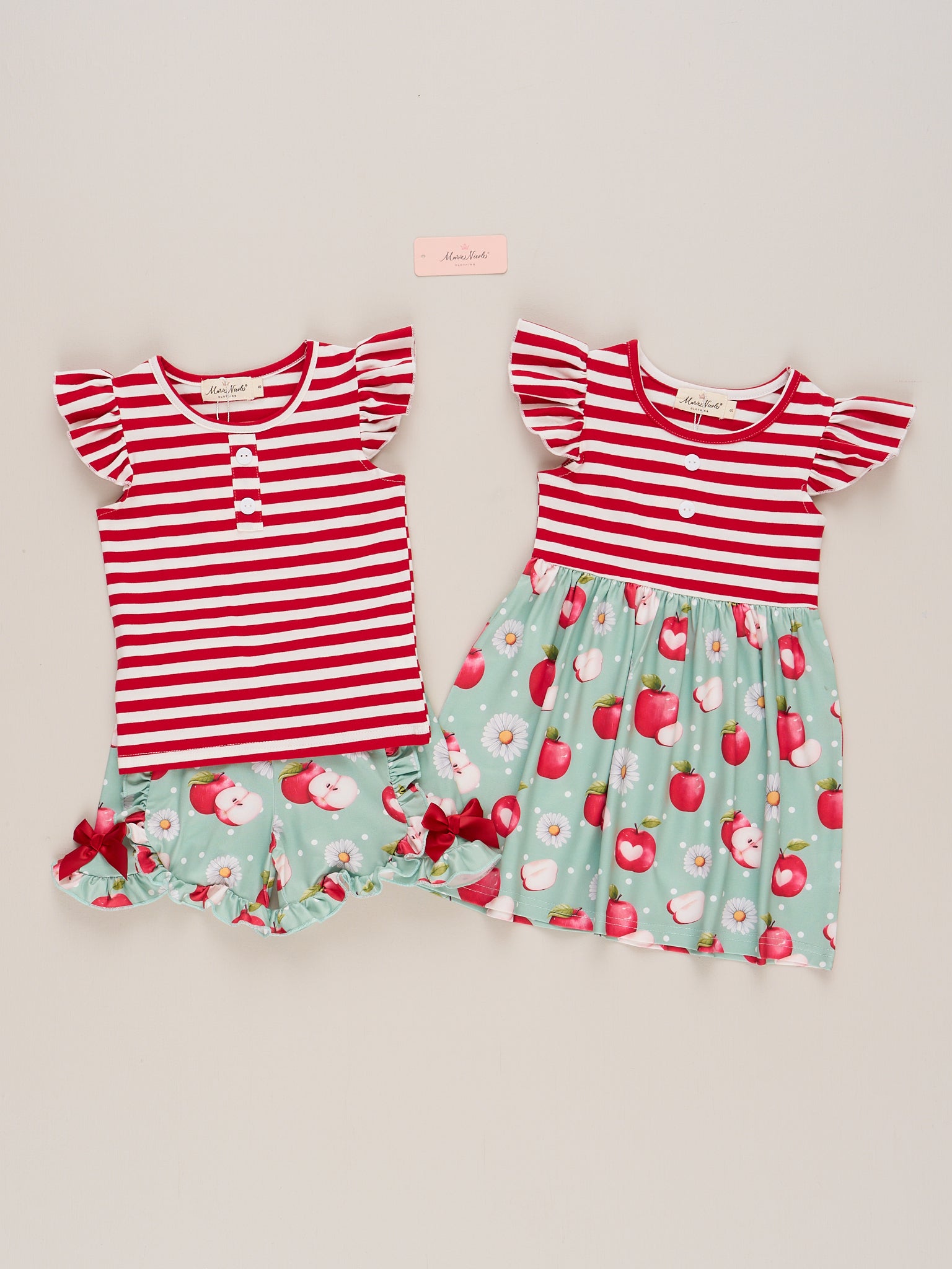 Striped Apple Bites Flutter Outfit - Marie Nicole Clothing