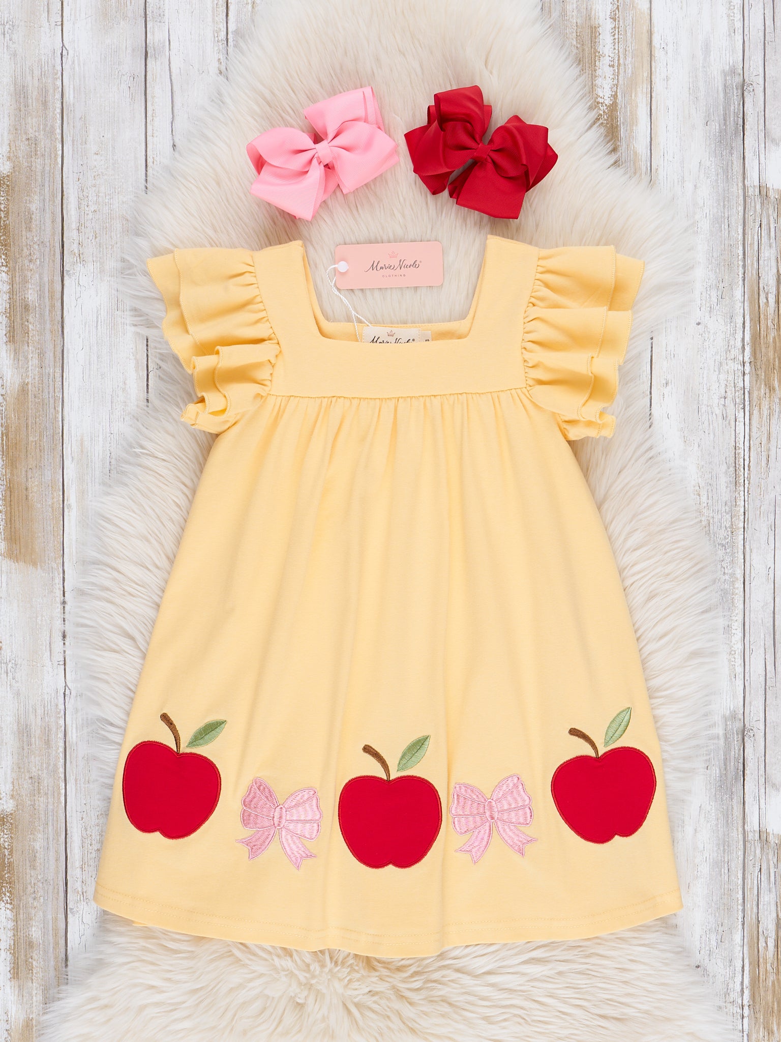 Sunshine & Apples Cotton Ruffle Dress - Marie Nicole Clothing