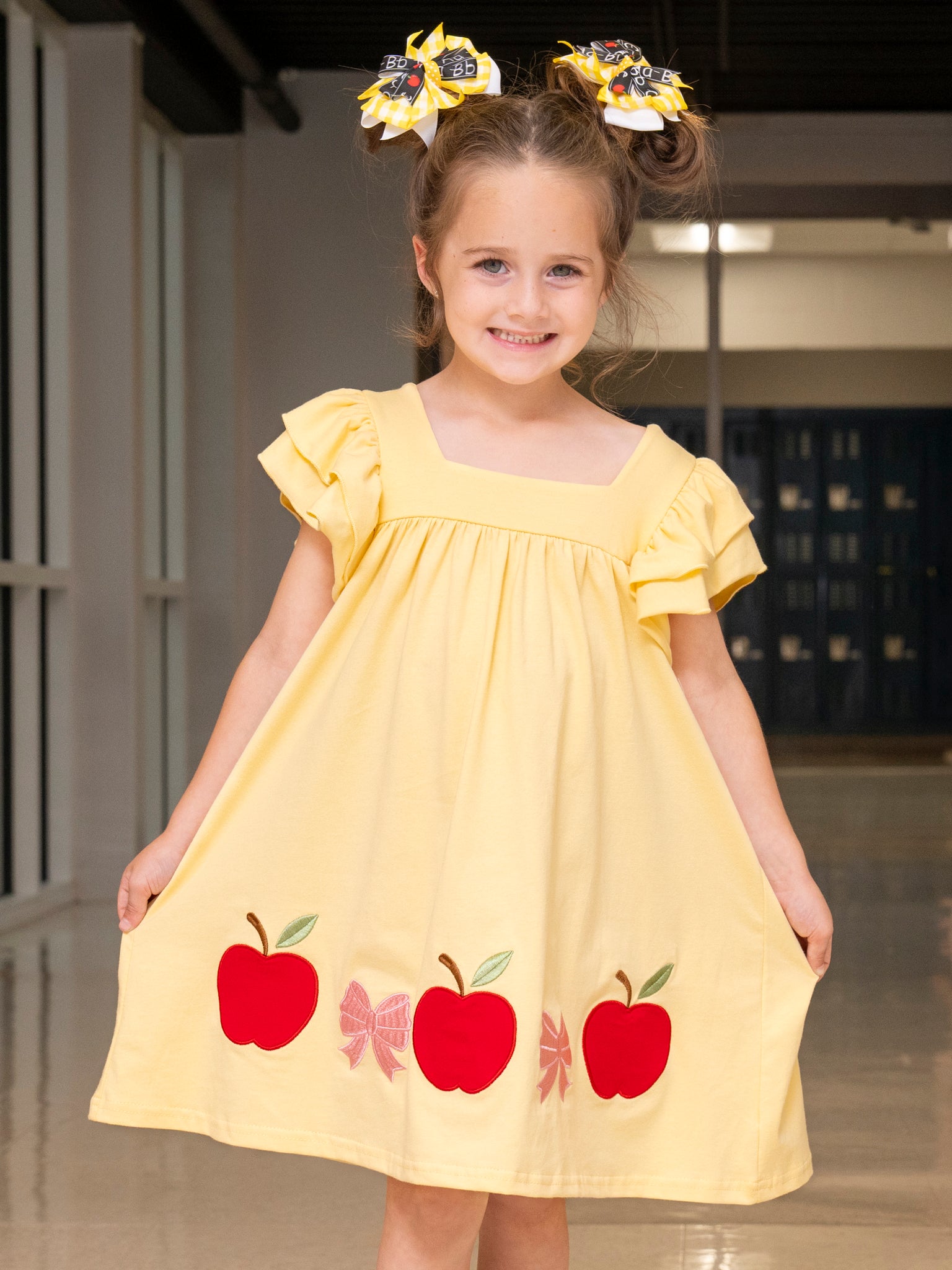 Sunshine & Apples Cotton Ruffle Dress - Marie Nicole Clothing