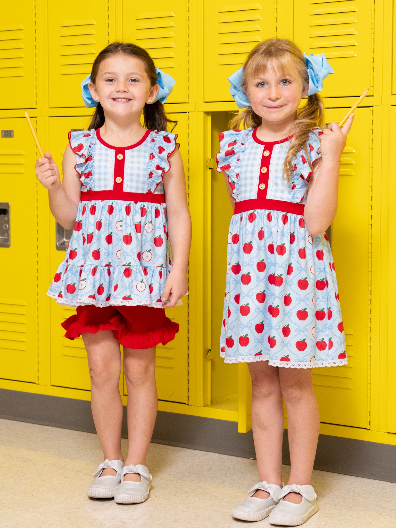 School Bell Apples Ruffle Outfit - Marie Nicole Clothing