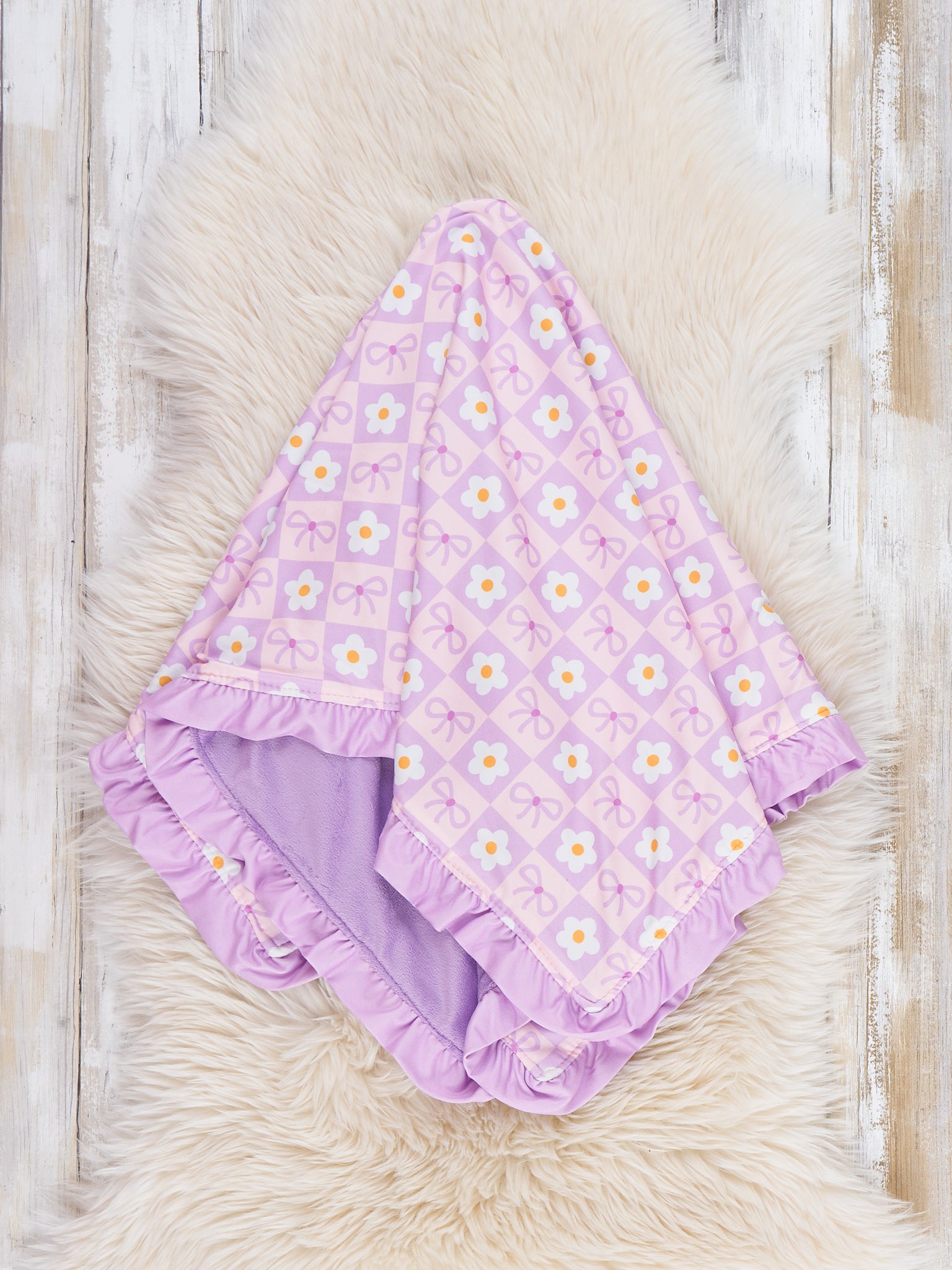 Sweet Bow Blossom Ruffle Blanket - Marie Nicole Clothing