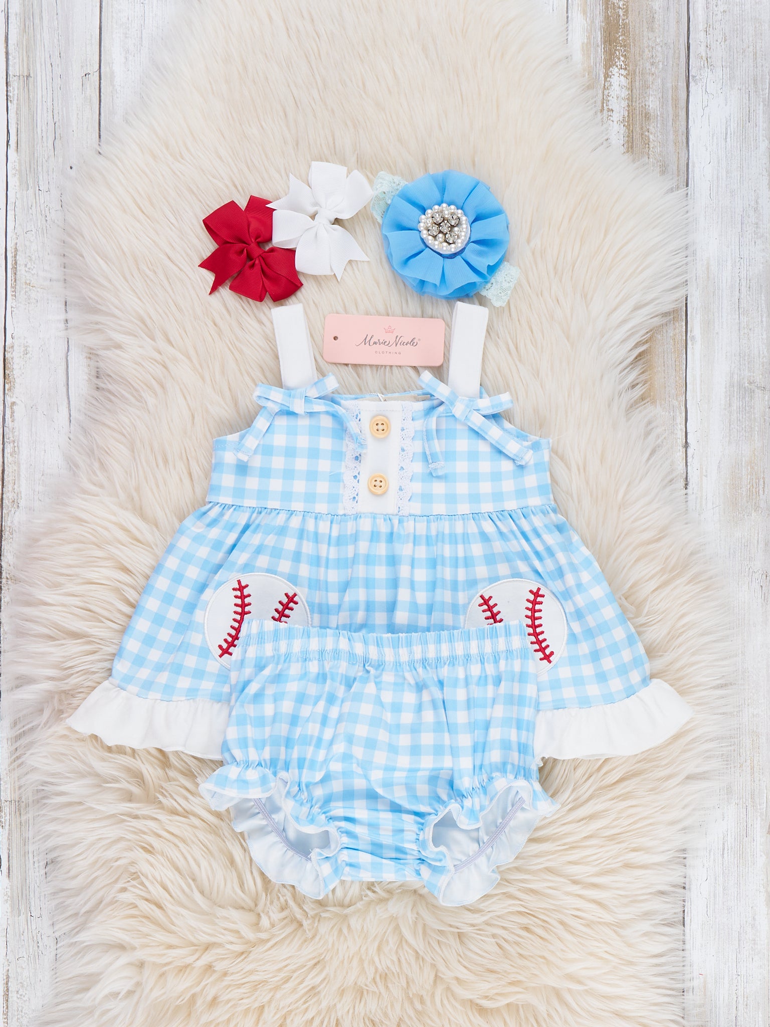 Sweet Swing Baseball Embroidered Bloomers Outfit - Marie Nicole Clothing