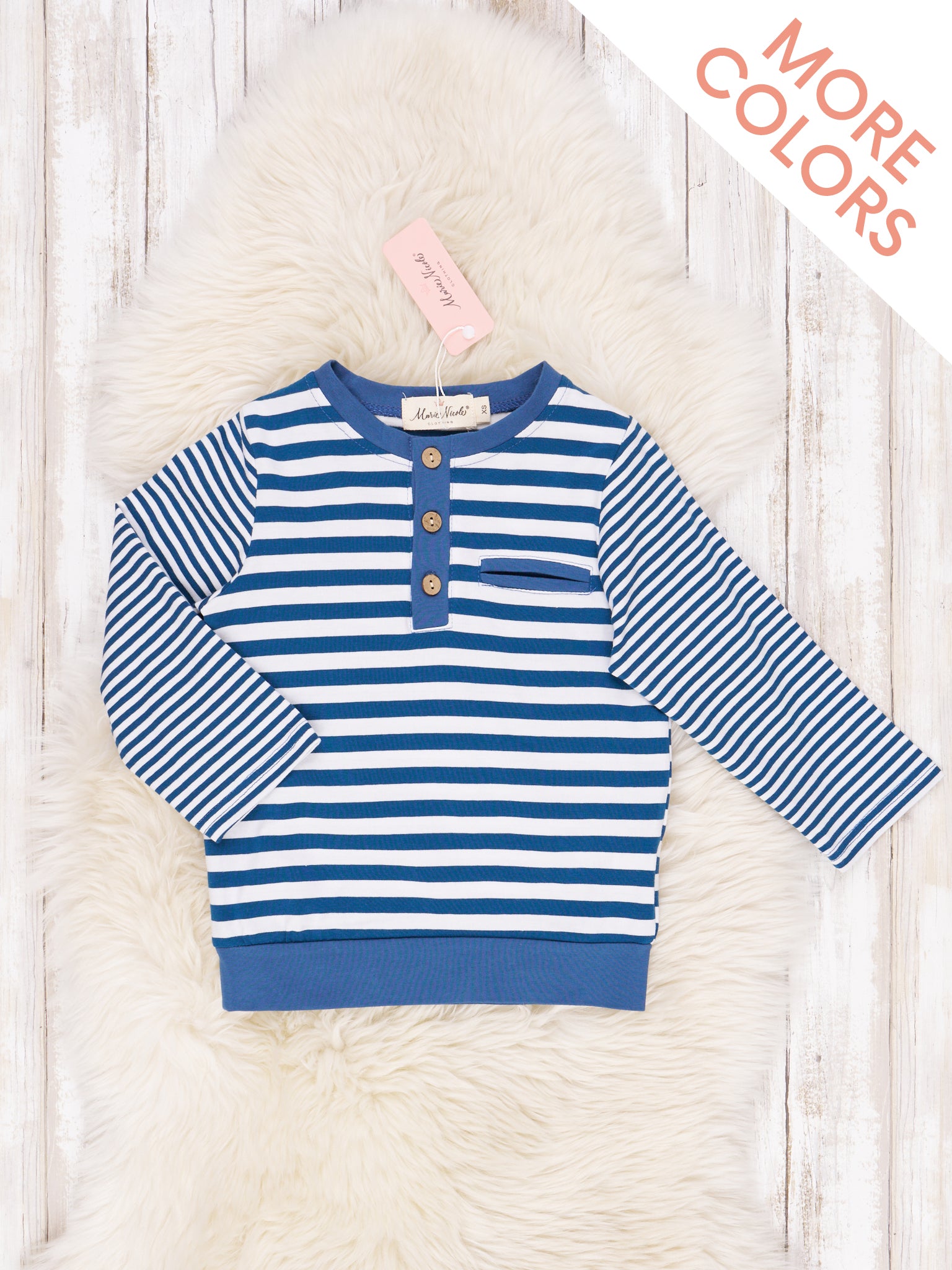 Double Stripe Pocket Henley Shirt - Marie Nicole Clothing