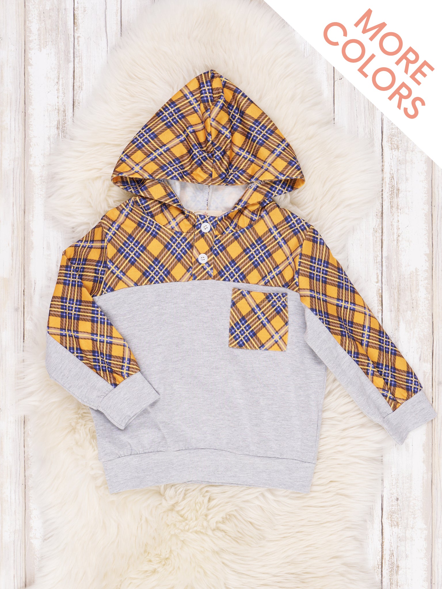 Plaid Pocket Hoodie - Marie Nicole Clothing