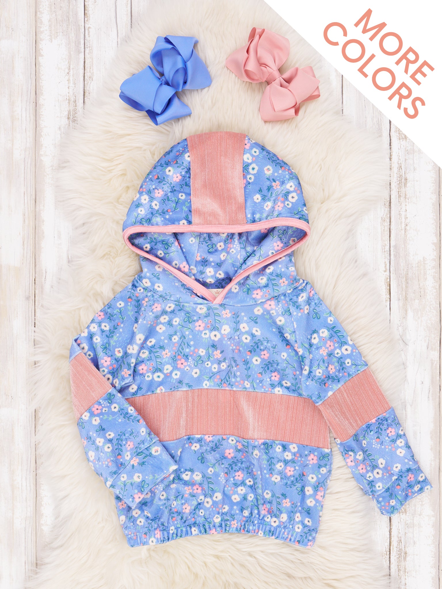 Velvet Blooming Color Block Hoodie - Marie Nicole Clothing