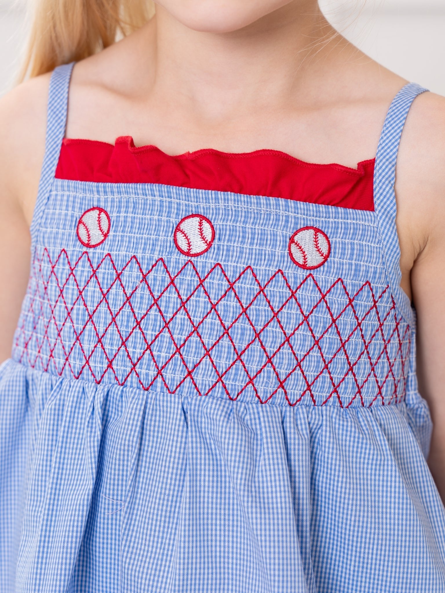 Tiny Baseball Smocked Ruffle Outfit - Marie Nicole Clothing