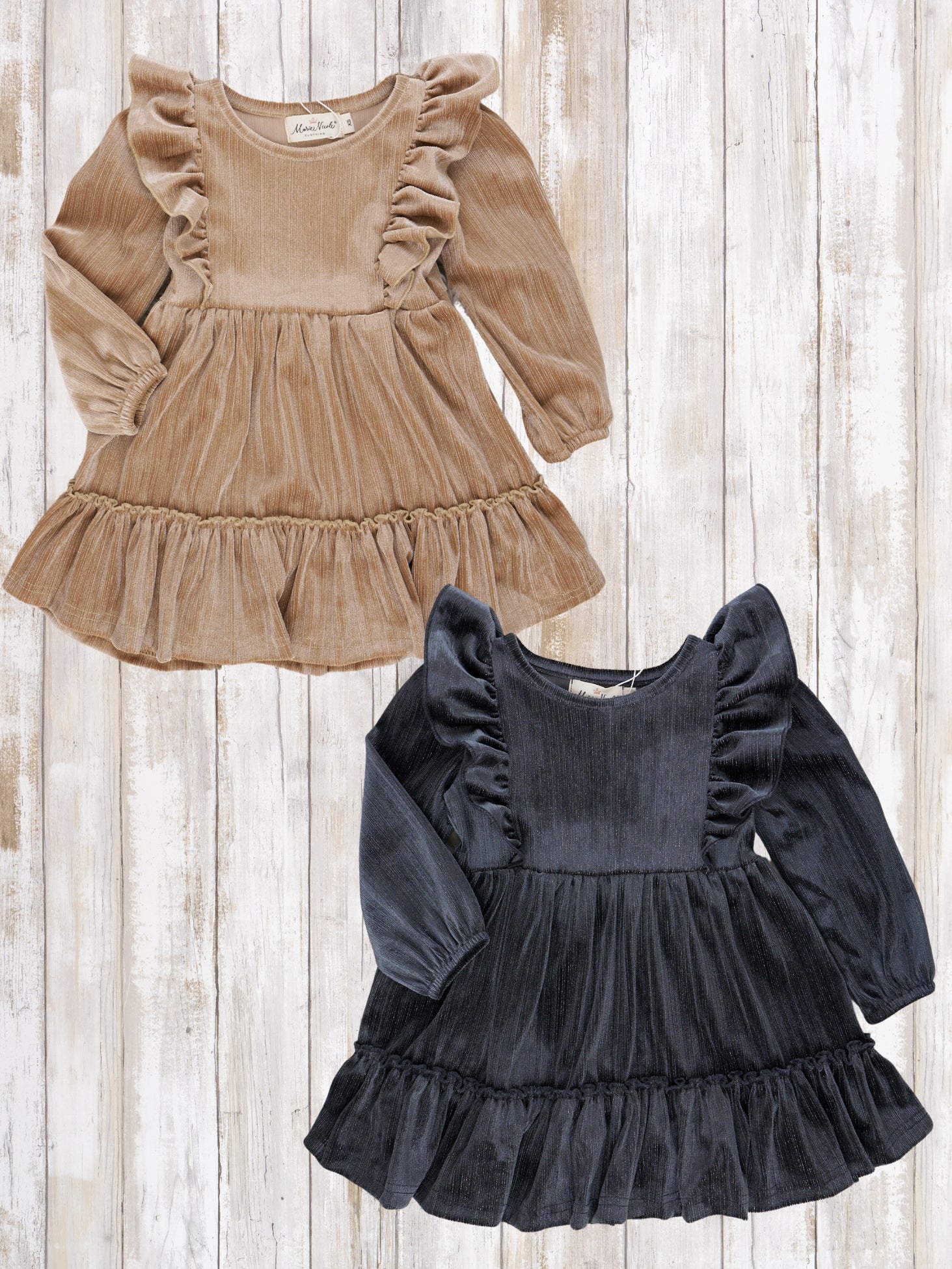 Velvet Ruffle Dress - Marie Nicole Clothing