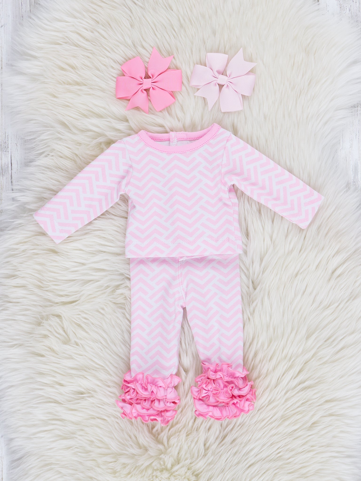Pink Broken Chevron Stripe Baby Doll Pajamas - Marie Nicole Clothing