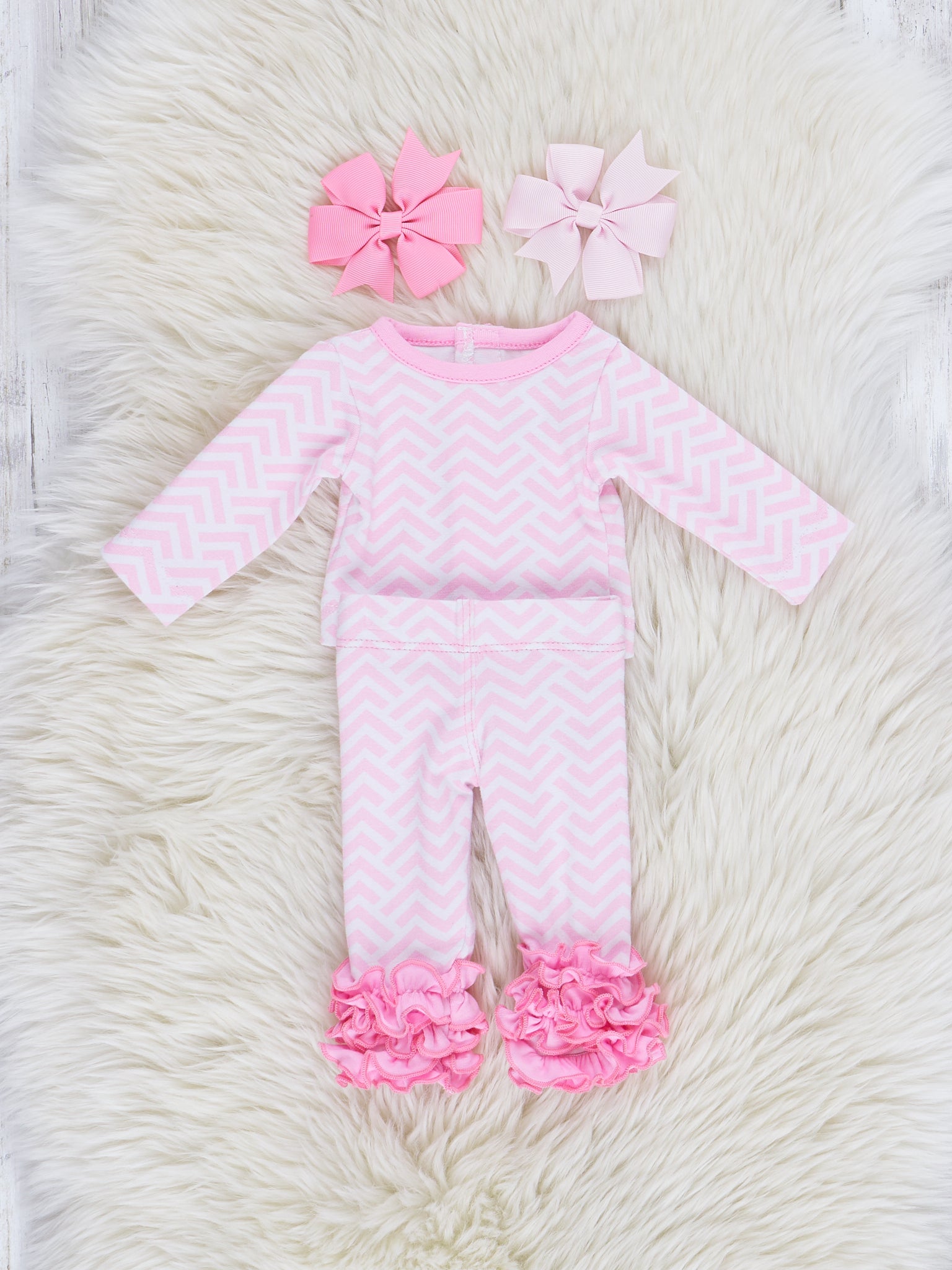 Pink Broken Chevron Stripe Baby Doll Pajamas - Marie Nicole Clothing