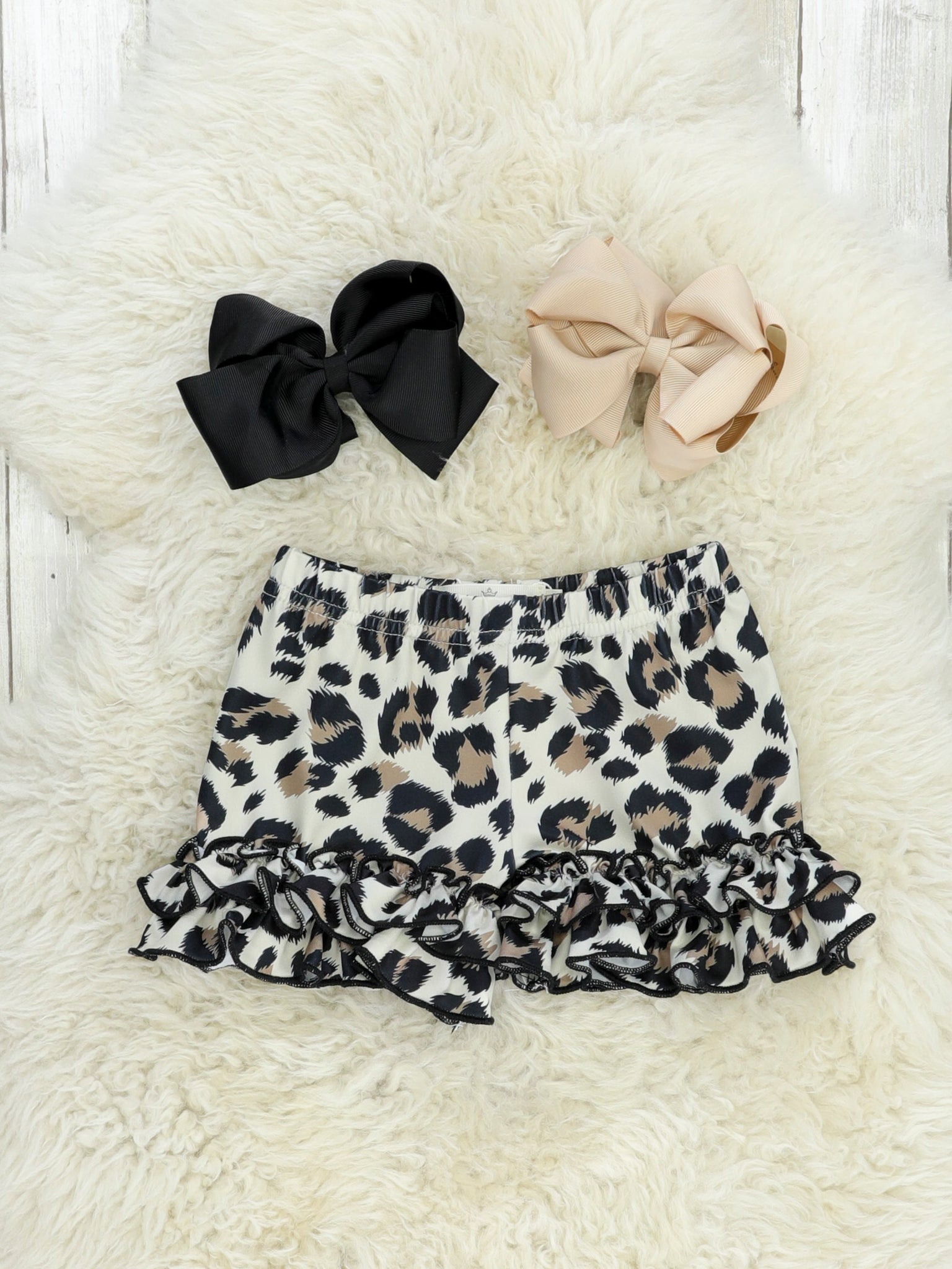 Leopard Ruffle Hem Shorts - Marie Nicole Clothing