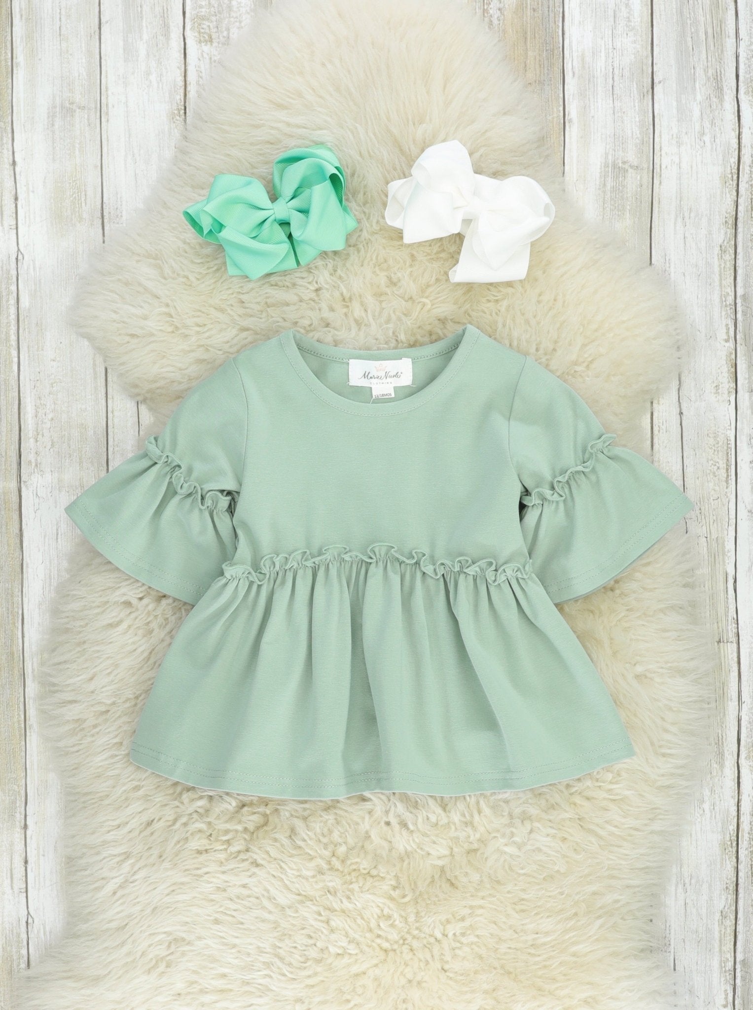 Mom & Me Mint Cotton Ruffle Tunic - Marie Nicole Clothing