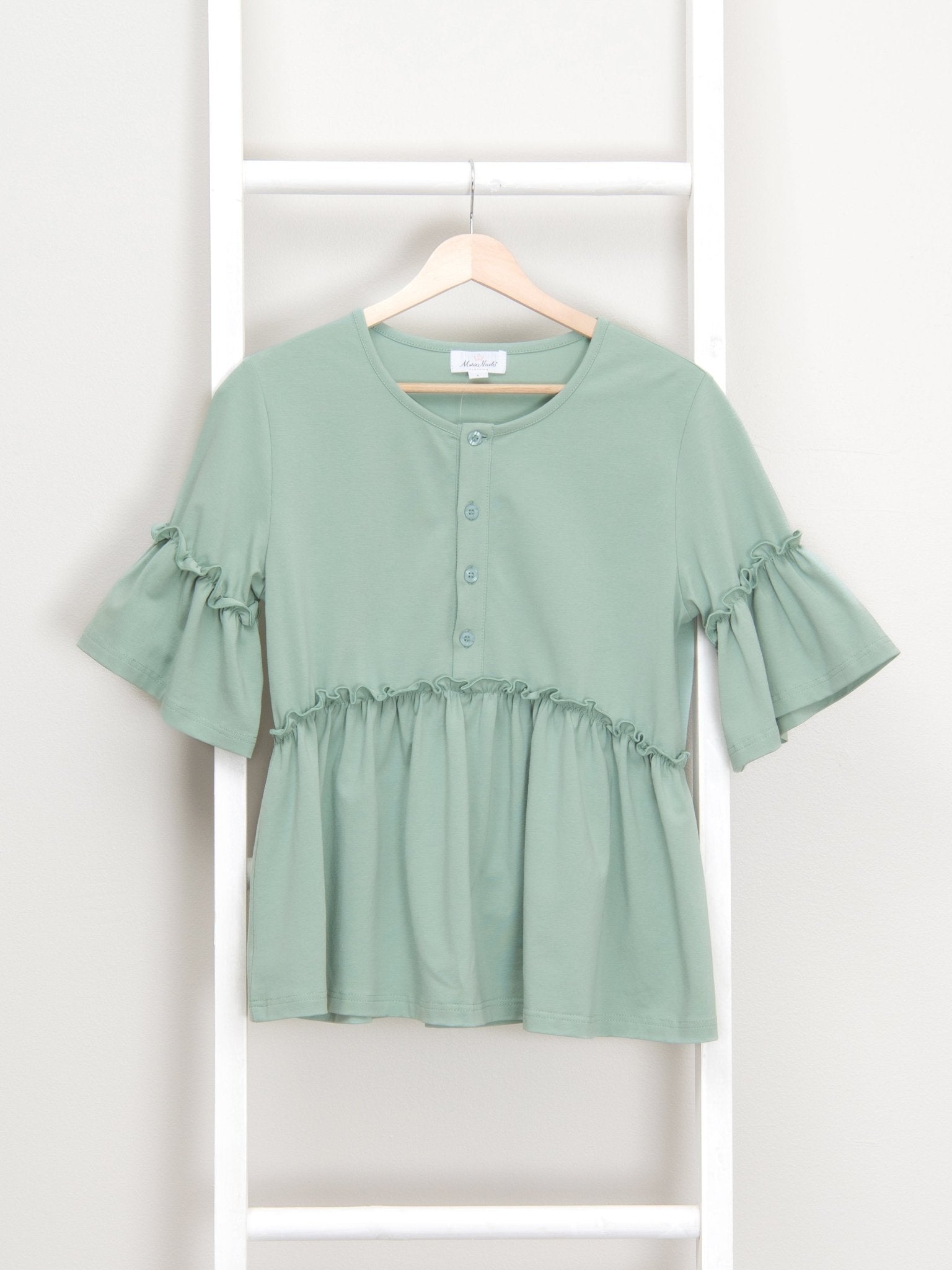 Mom & Me Mint Cotton Ruffle Tunic - Marie Nicole Clothing