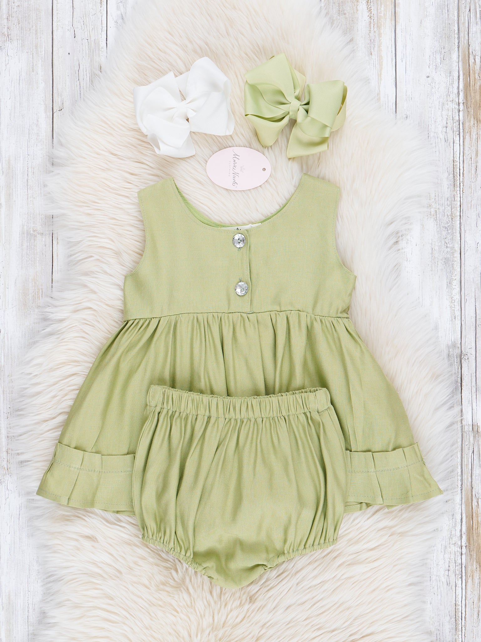 Pistachio Ruffle Outfit - Marie Nicole Clothing
