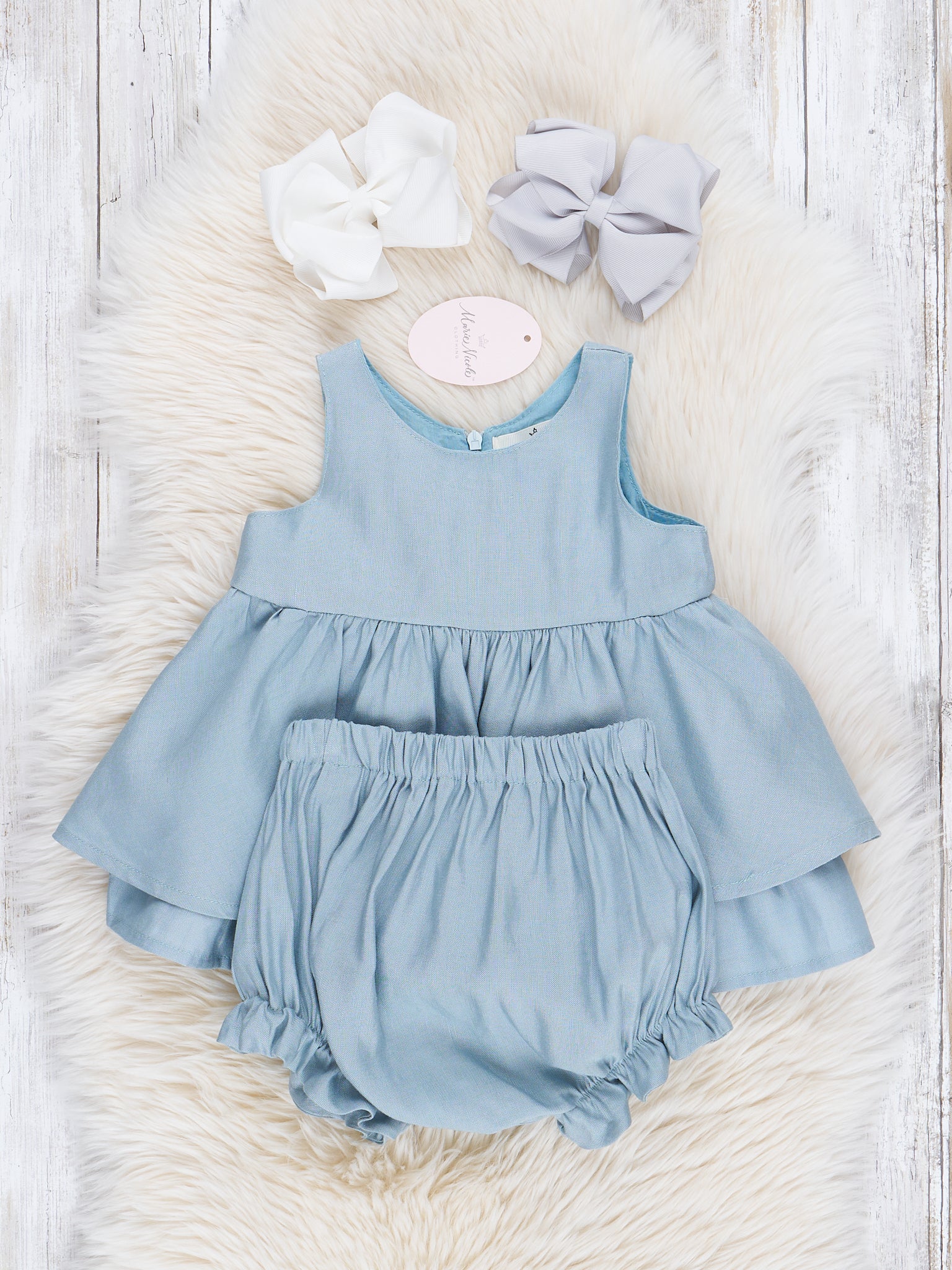Powder Blue Bloomers Outfit - Marie Nicole Clothing