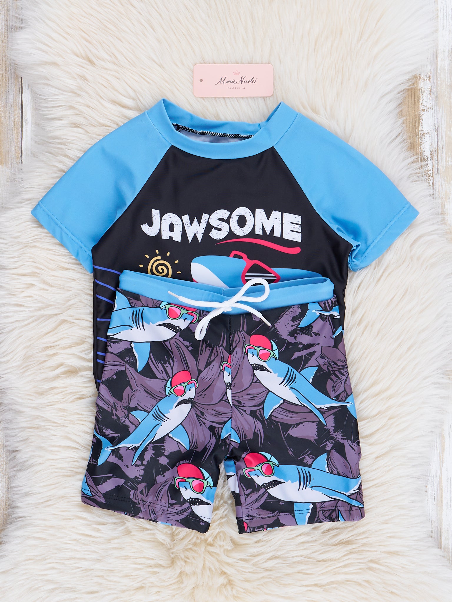 "Jaw - some" Raglan Rash Guard Swimsuit - Marie Nicole Clothing