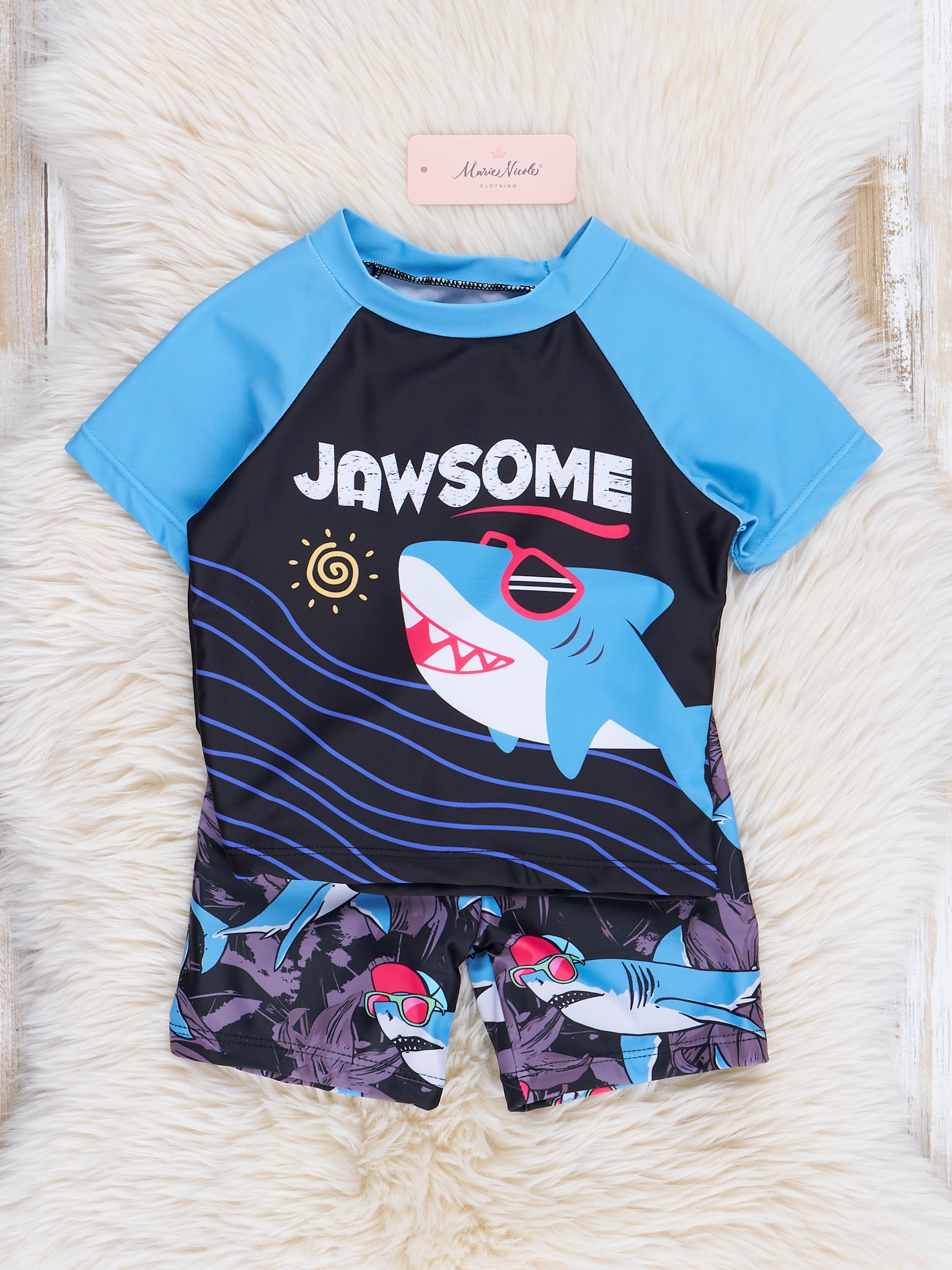 "Jaw - some" Raglan Rash Guard Swimsuit - Marie Nicole Clothing