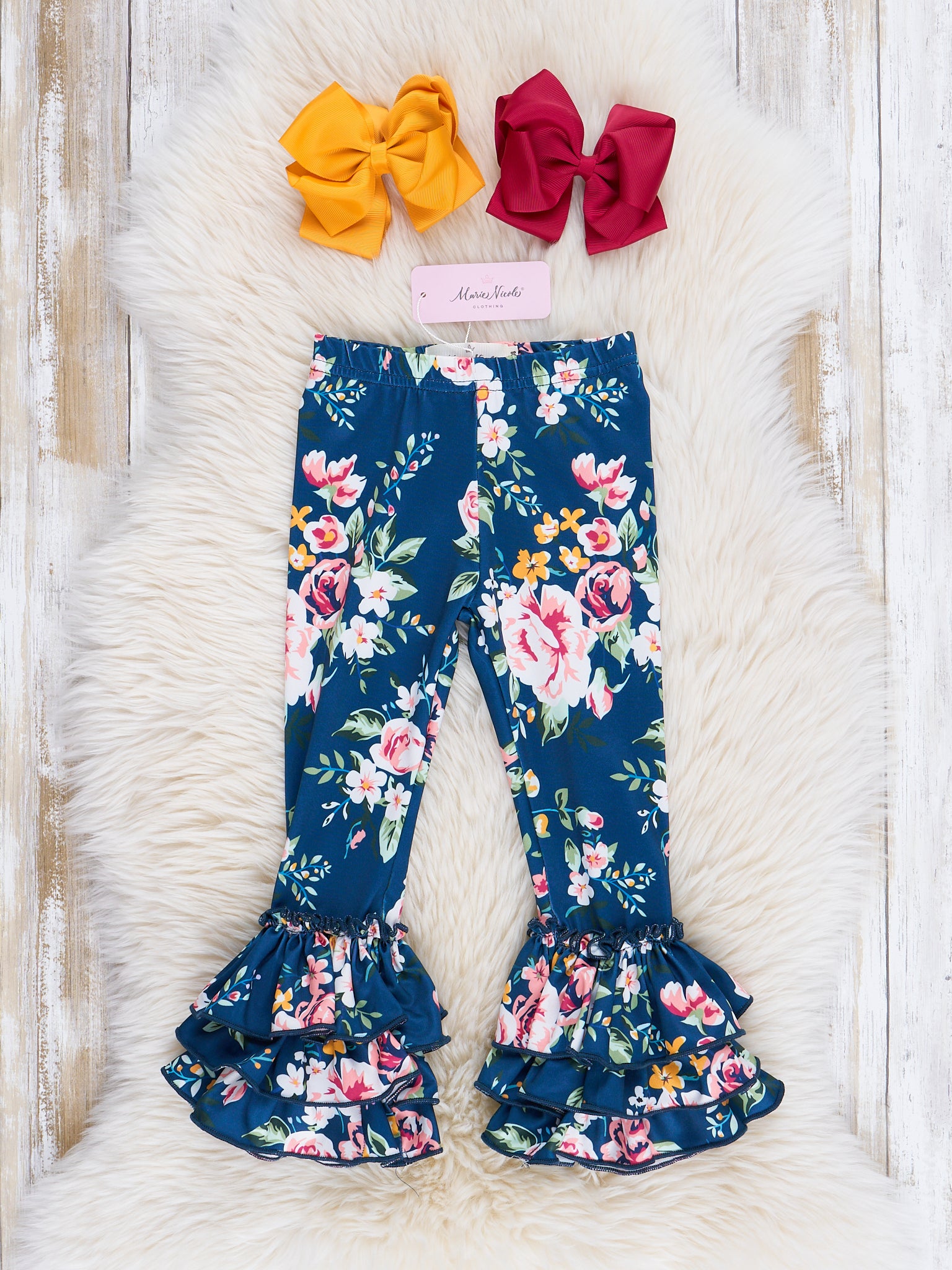 Bell Ruffle Legging - Midnight Floral - Marie Nicole Clothing