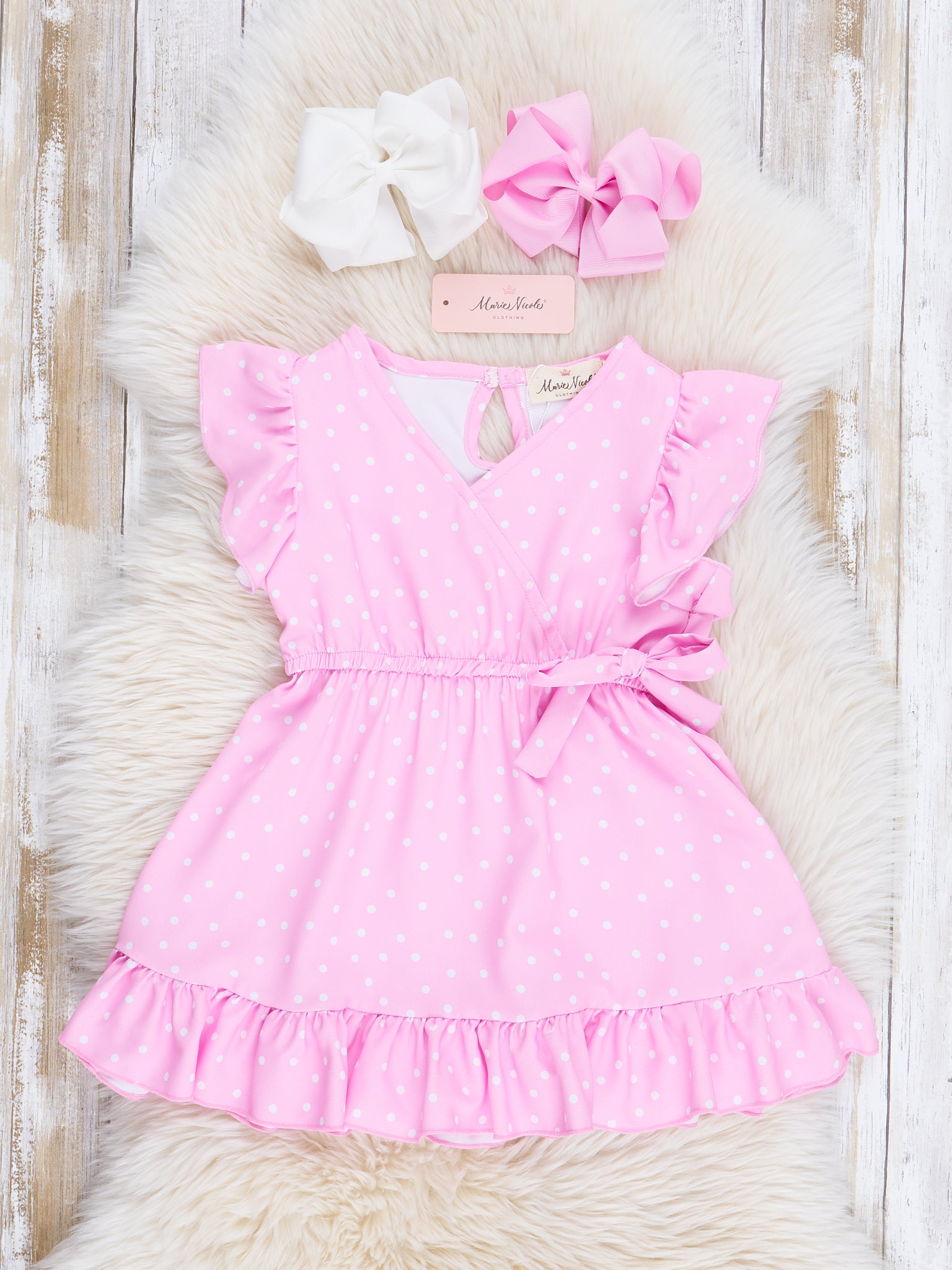 Mom & Me Pink Polka Dot Dress - Marie Nicole Clothing