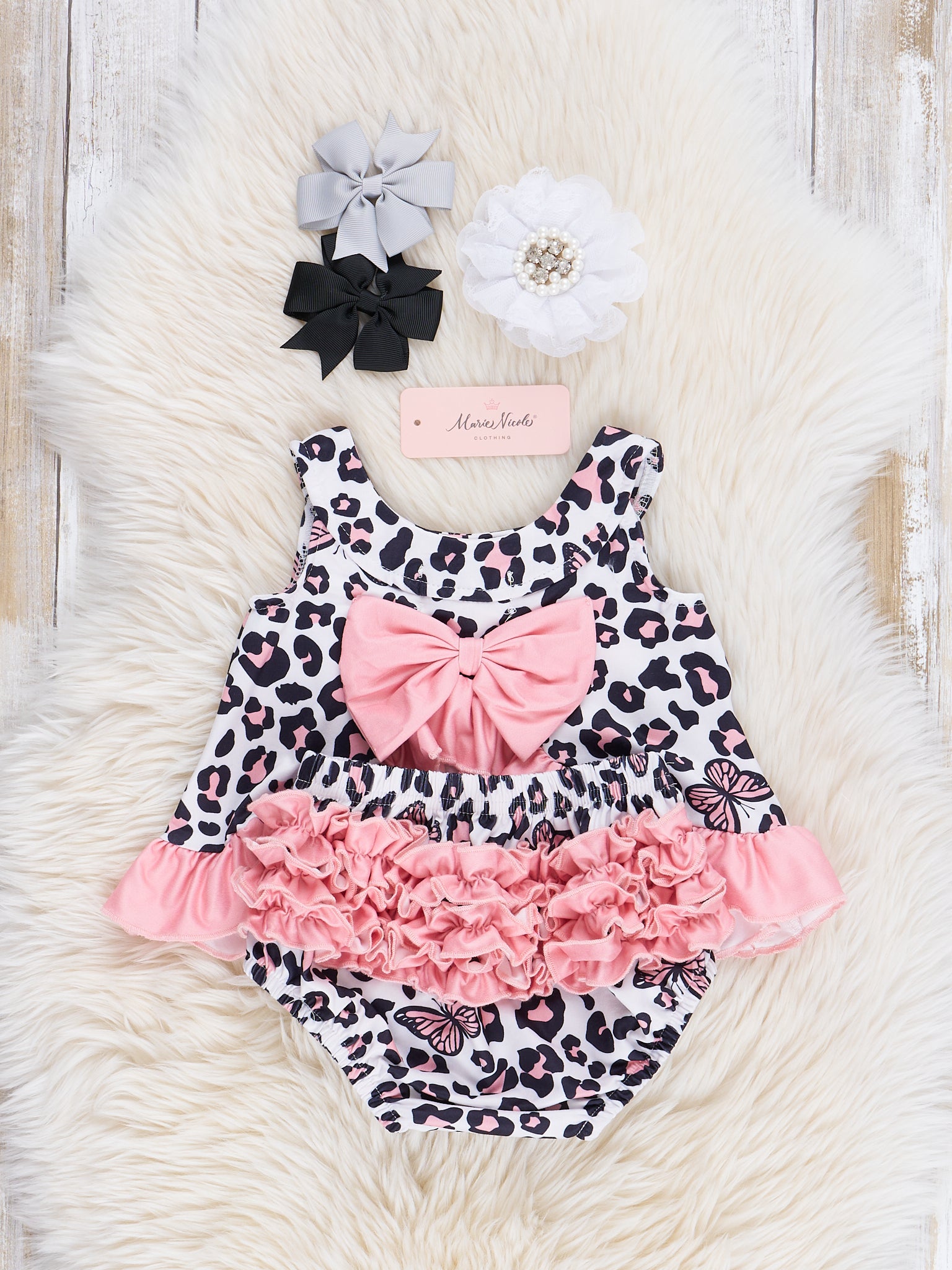 Pink Butterfly Leopard Print Outfit - Marie Nicole Clothing