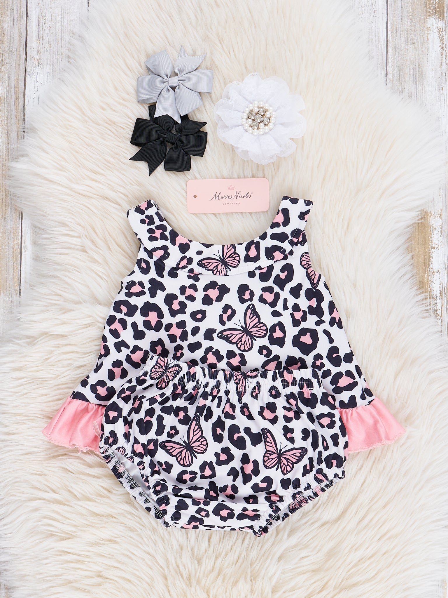 Pink Butterfly Leopard Print Outfit - Marie Nicole Clothing