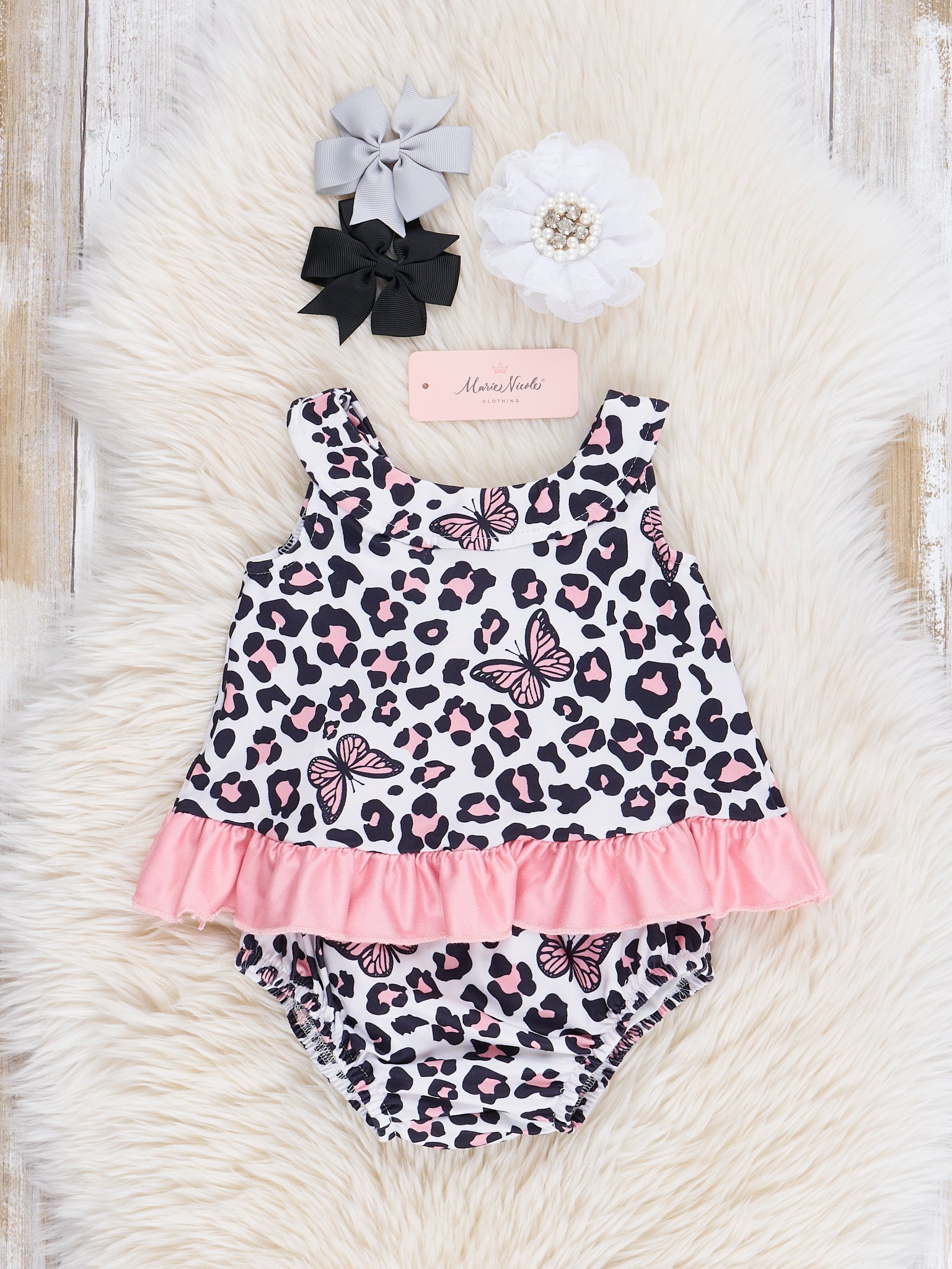 Pink Butterfly Leopard Print Outfit - Marie Nicole Clothing
