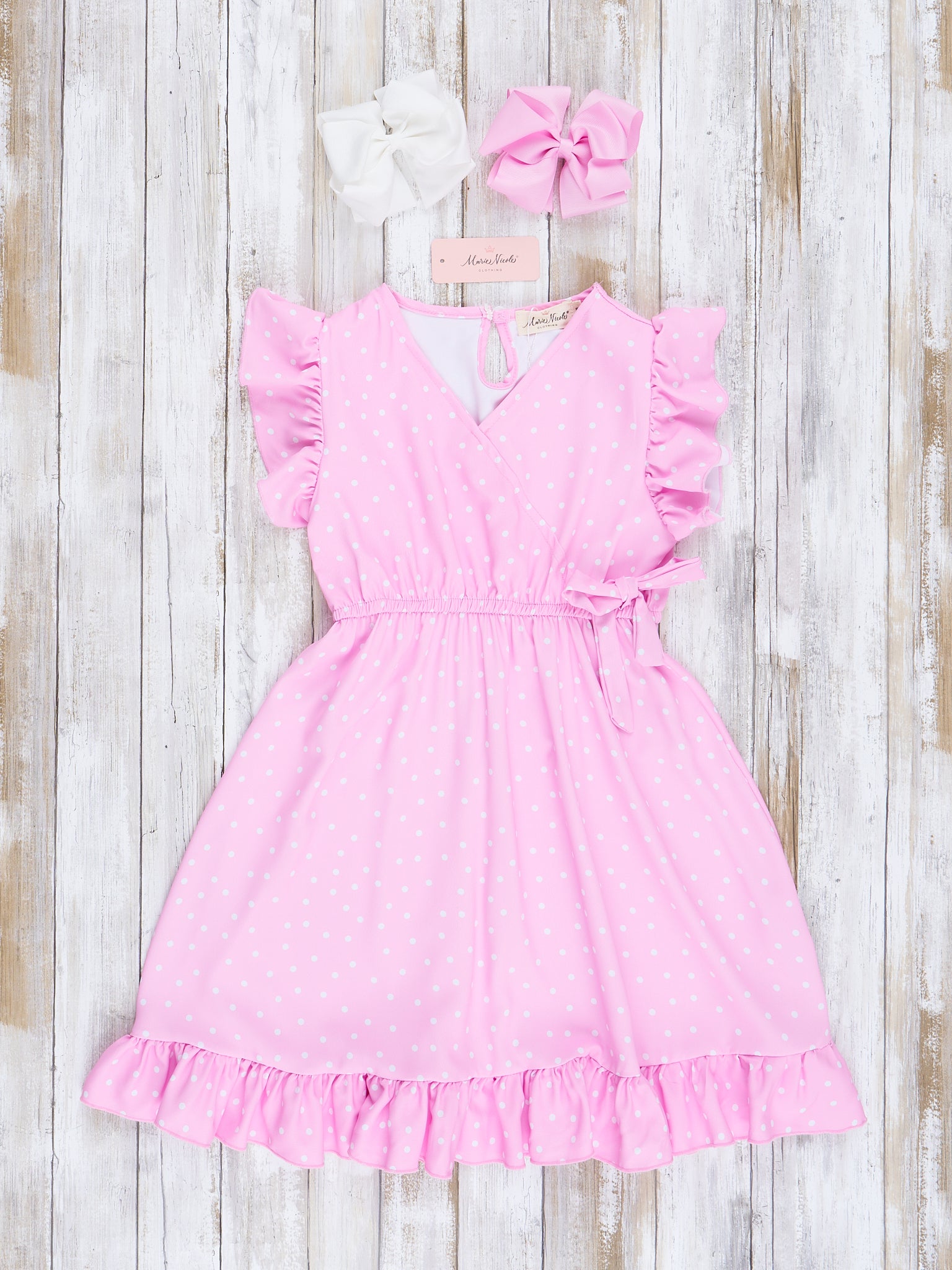 Mom & Me Pink Polka Dot Dress - Marie Nicole Clothing