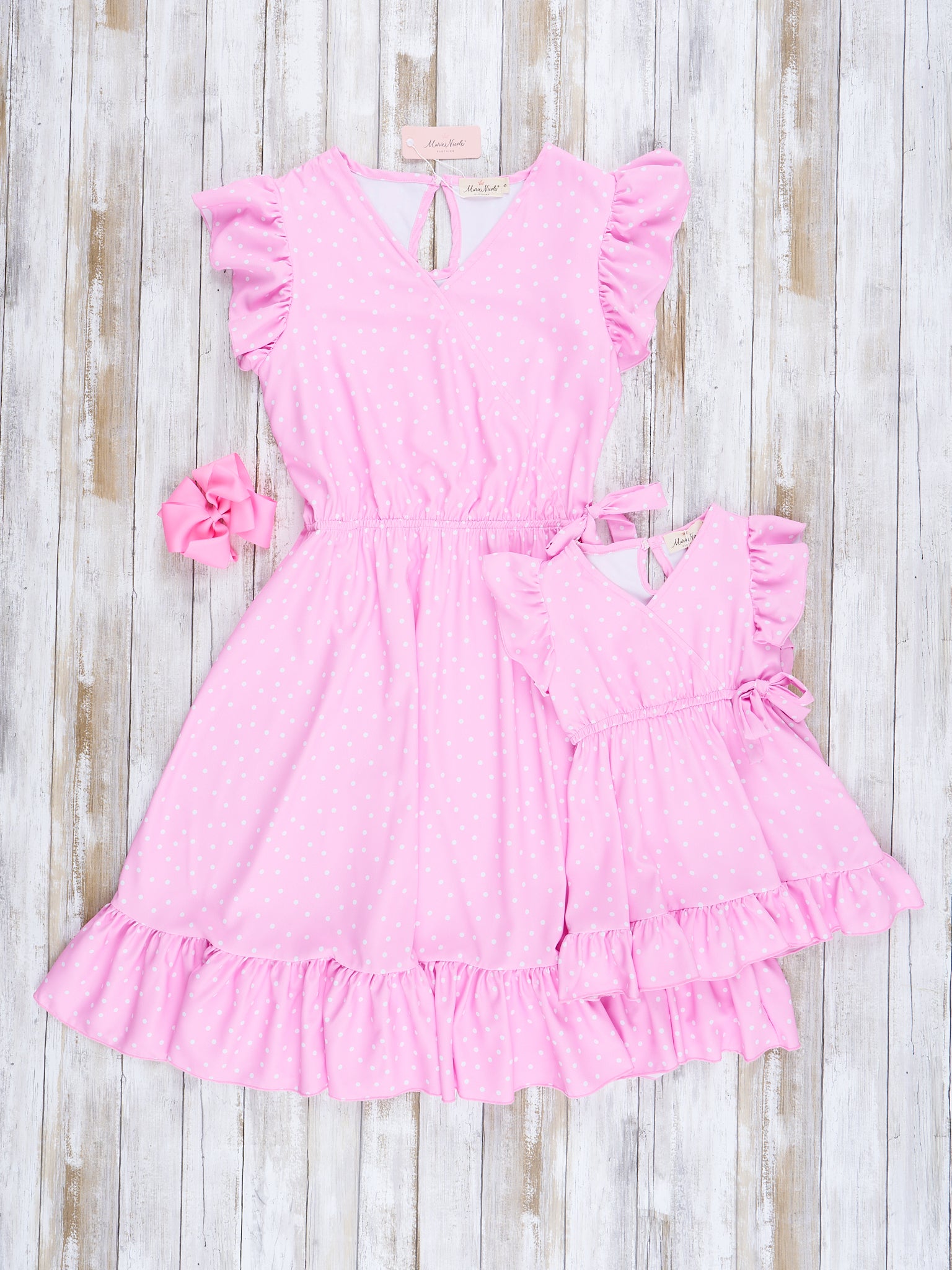 Mom & Me Pink Polka Dot Dress - Marie Nicole Clothing