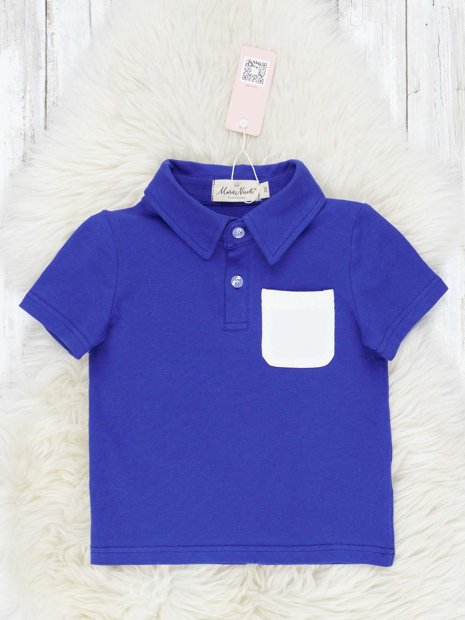 Blue & White Polo - Marie Nicole Clothing