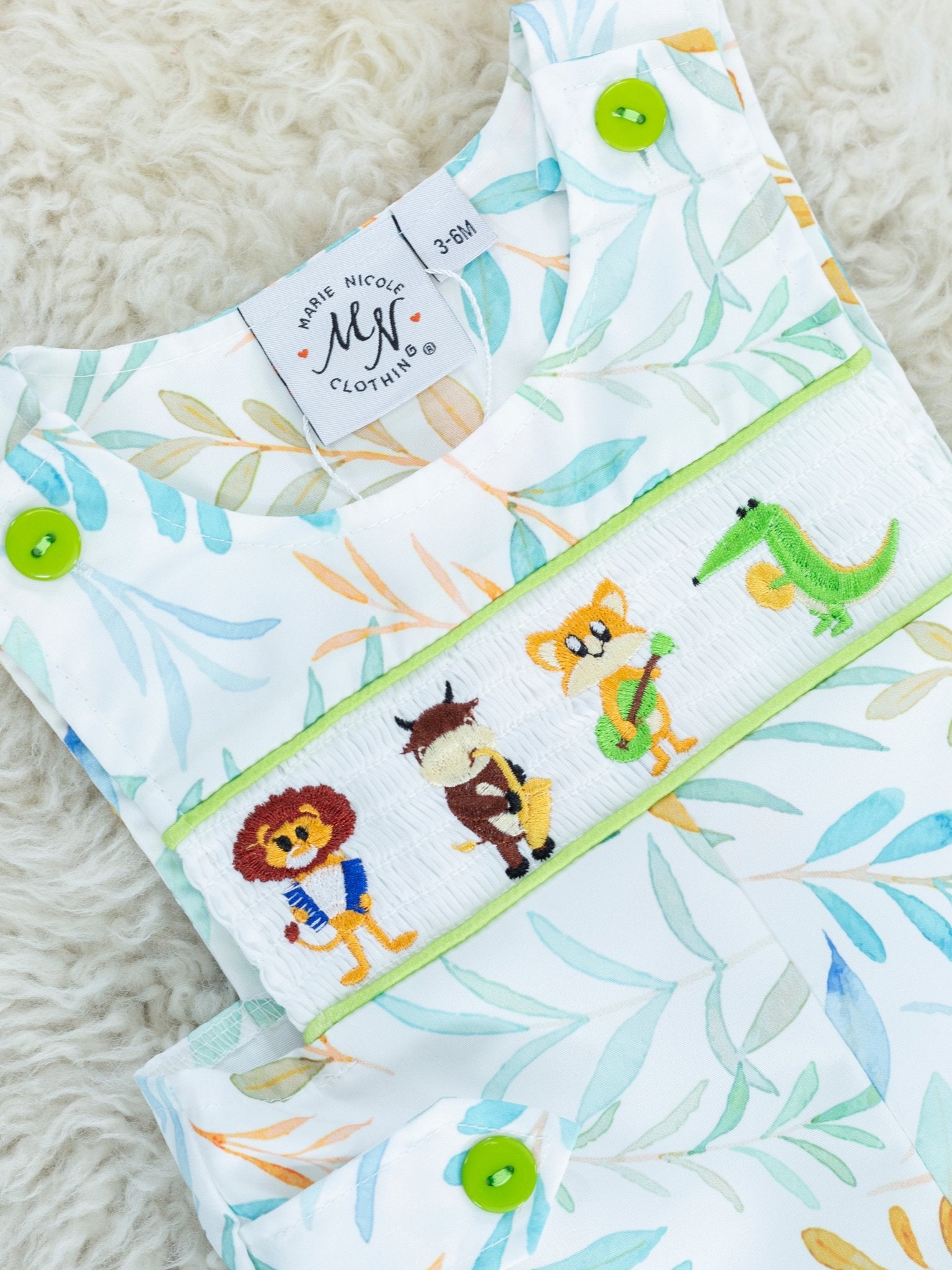 Jazzy Zoo Friends Smocked Johnny - Marie Nicole Clothing